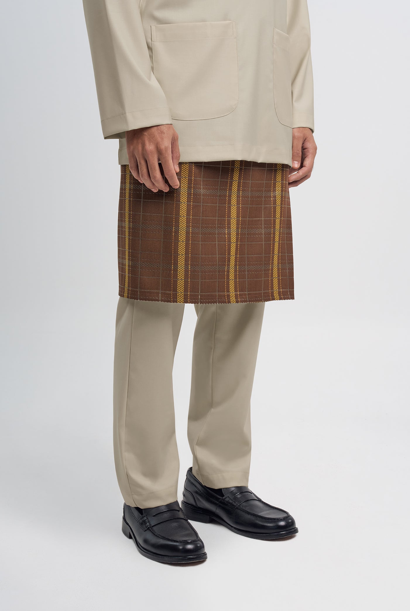 Patawali Classic Fit Baju Melayu Teluk Belanga - Beige