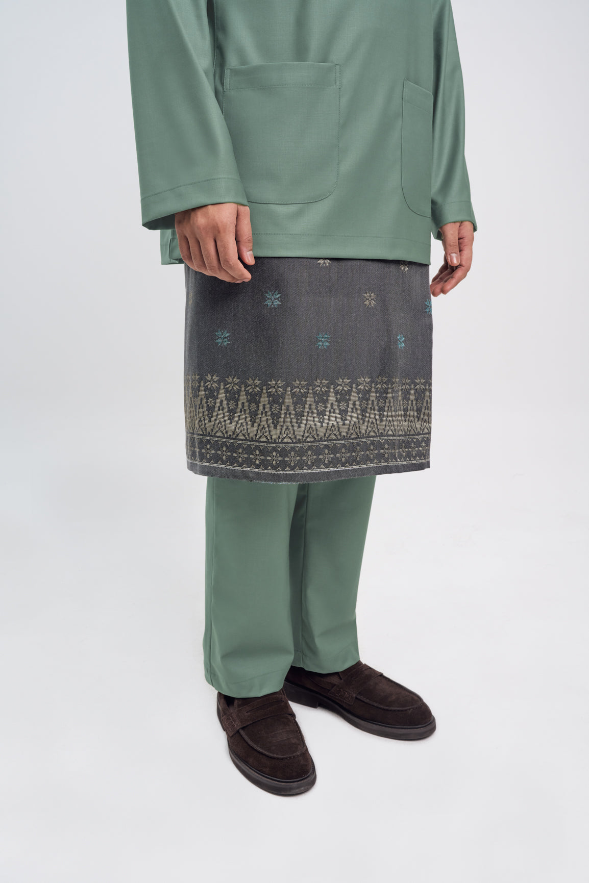 Patawali Classic Fit Baju Melayu Teluk Belanga - Grass Green
