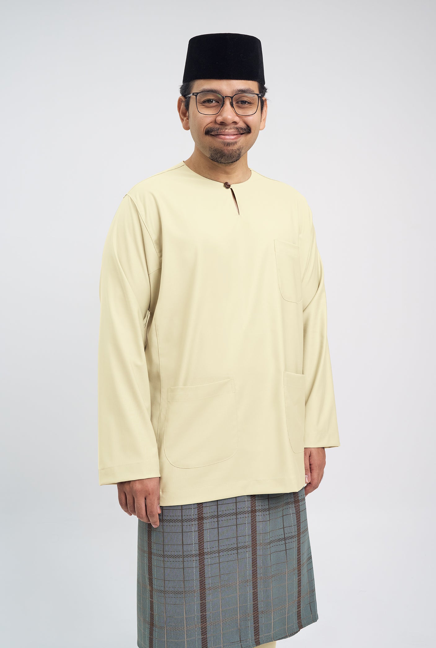 Patawali Classic Fit Baju Melayu Teluk Belanga - Kuning Langsat