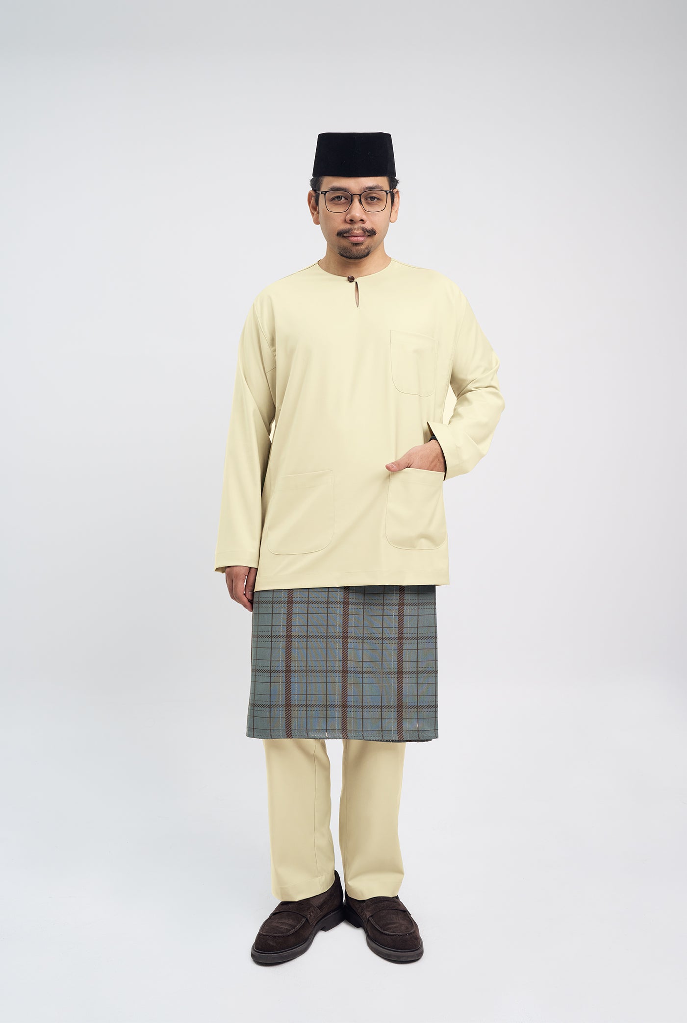 Patawali Classic Fit Baju Melayu Teluk Belanga - Kuning Langsat