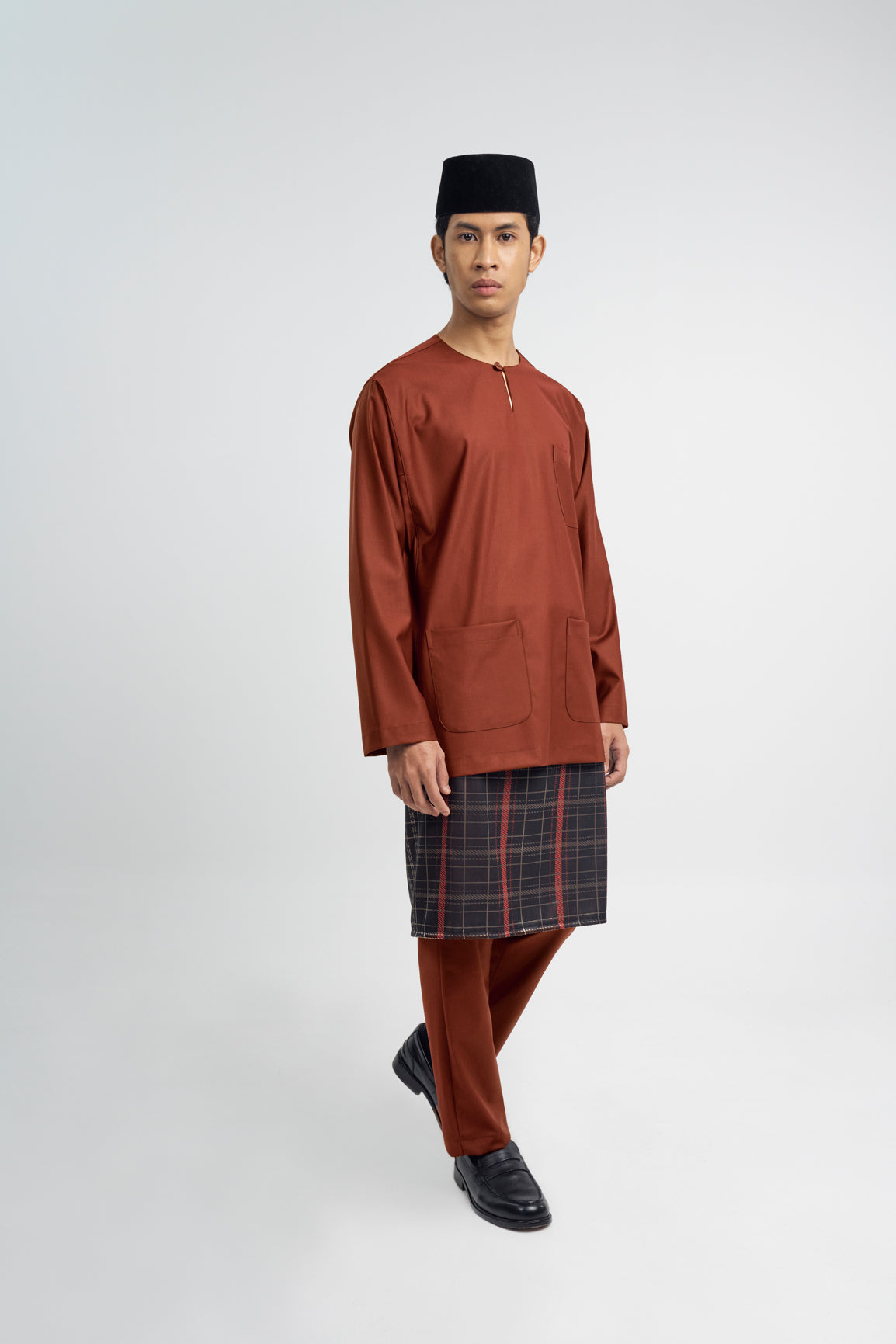 Patawali Classic Fit Baju Melayu Teluk Belanga - Bean Brown