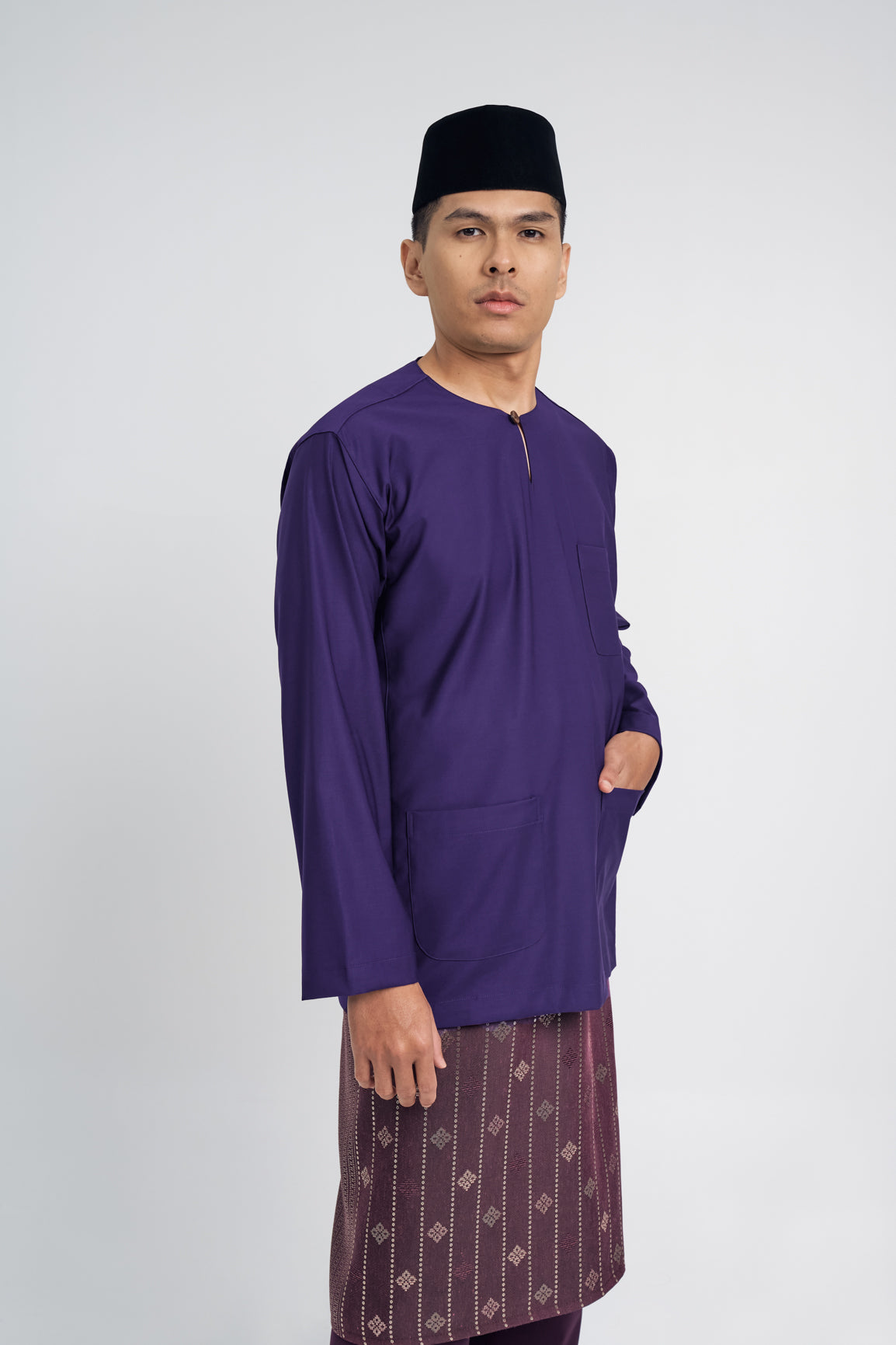 Patawali Classic Fit Baju Melayu Teluk Belanga - Dark Indigo