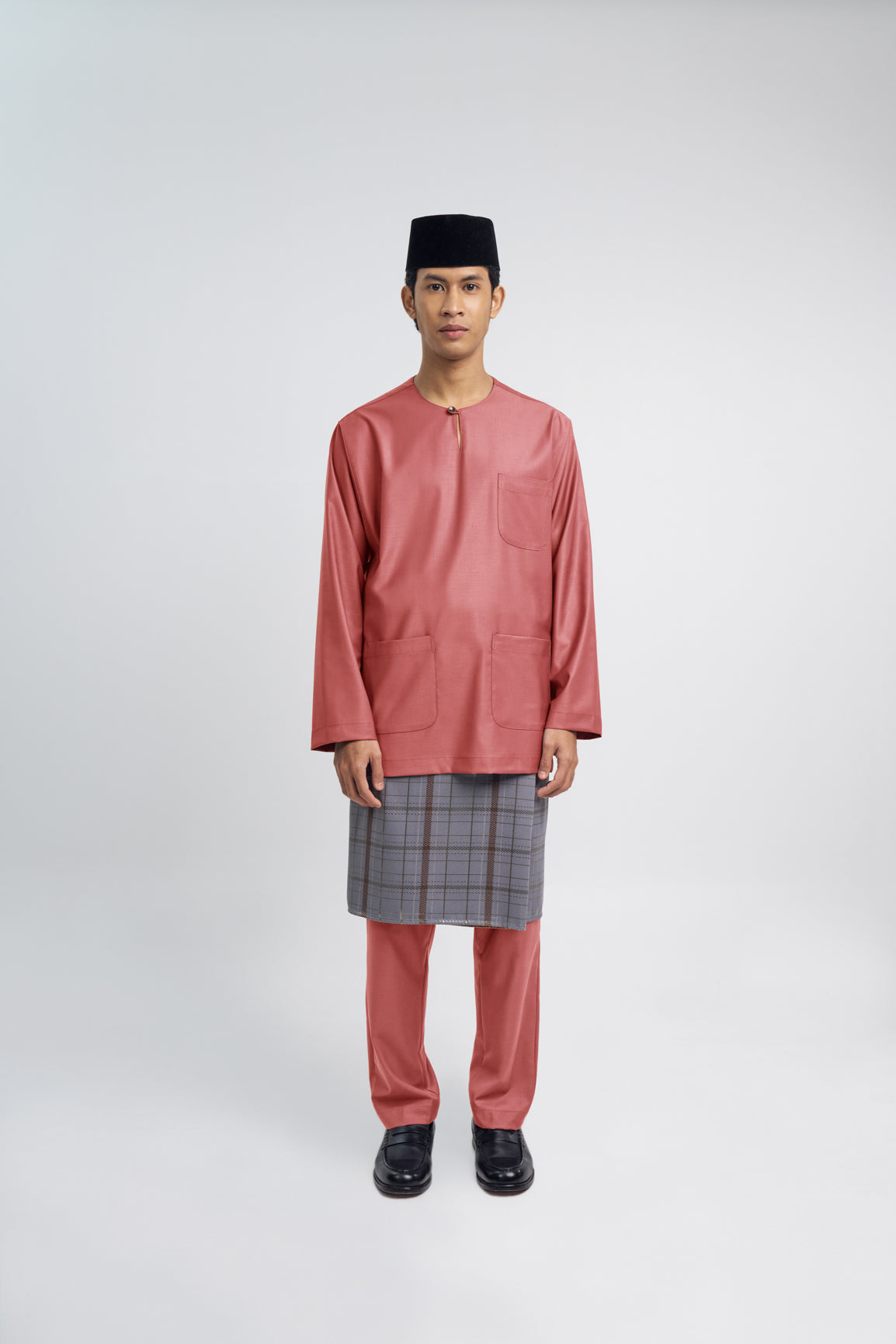 Patawali Classic Fit Baju Melayu Teluk Belanga - Dark Rose