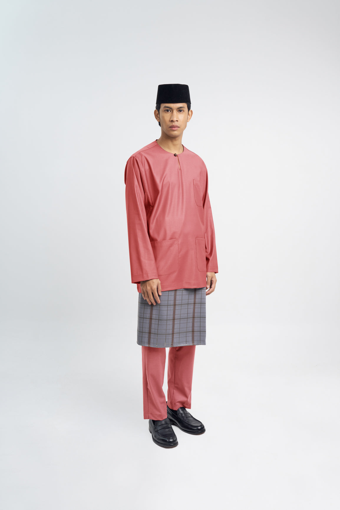 Patawali Classic Fit Baju Melayu Teluk Belanga - Dark Rose