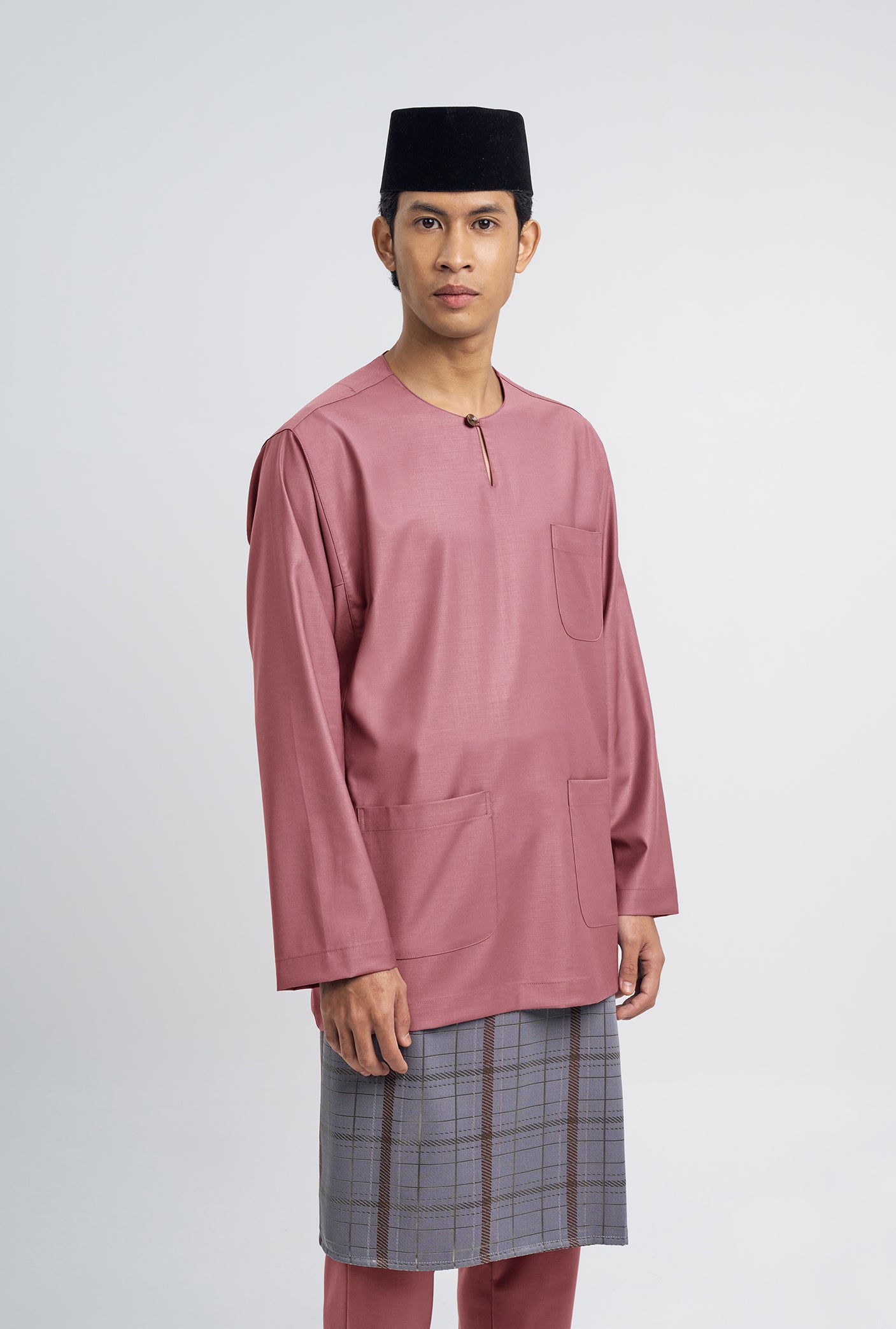 Patawali Classic Fit Baju Melayu Teluk Belanga - Dark Rose