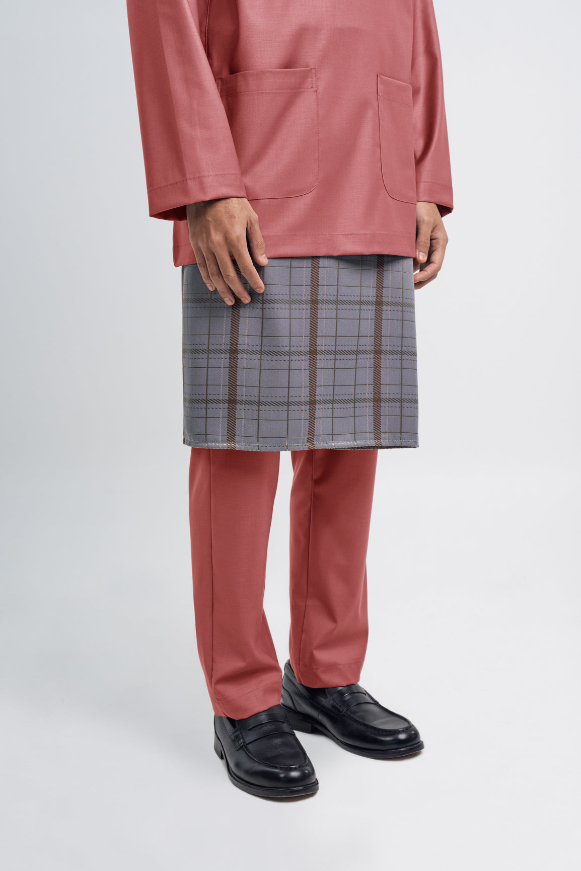 Patawali Classic Fit Baju Melayu Teluk Belanga - Dark Rose