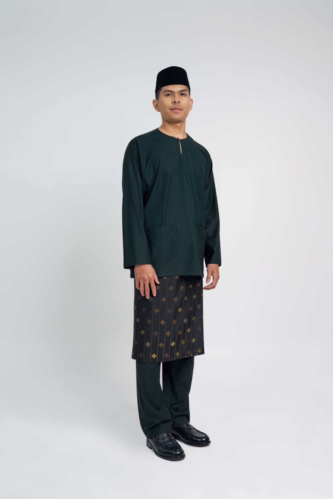 Patawali Classic Fit Baju Melayu Teluk Belanga - Deep Green