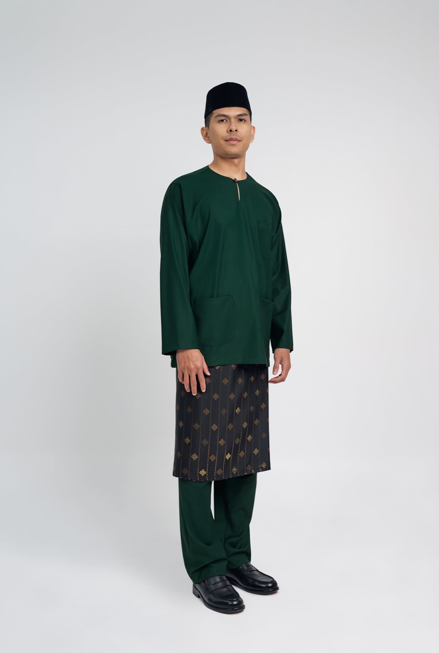 Patawali Classic Fit Baju Melayu Teluk Belanga - Deep Green