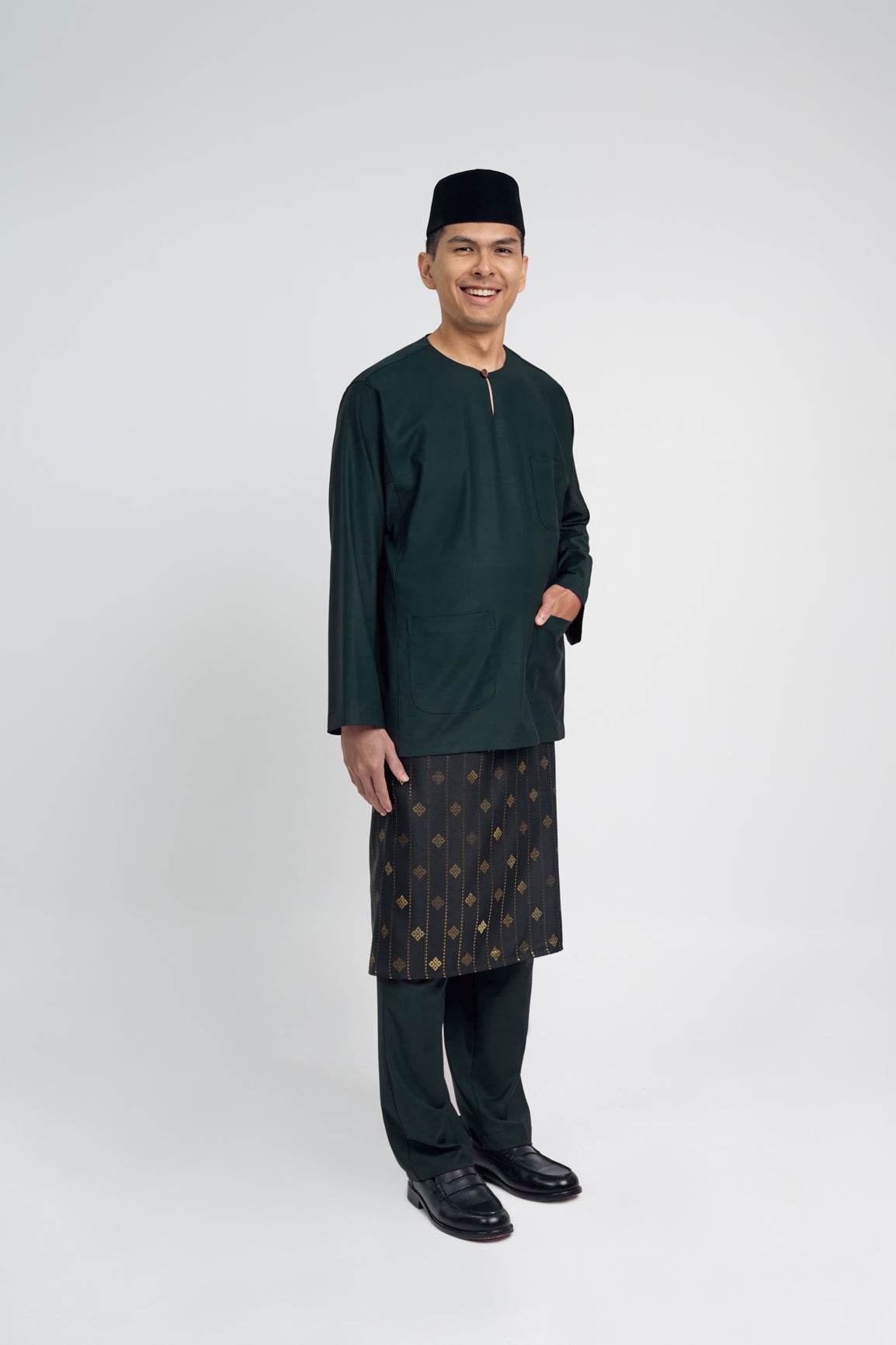 Patawali Classic Fit Baju Melayu Teluk Belanga - Deep Green