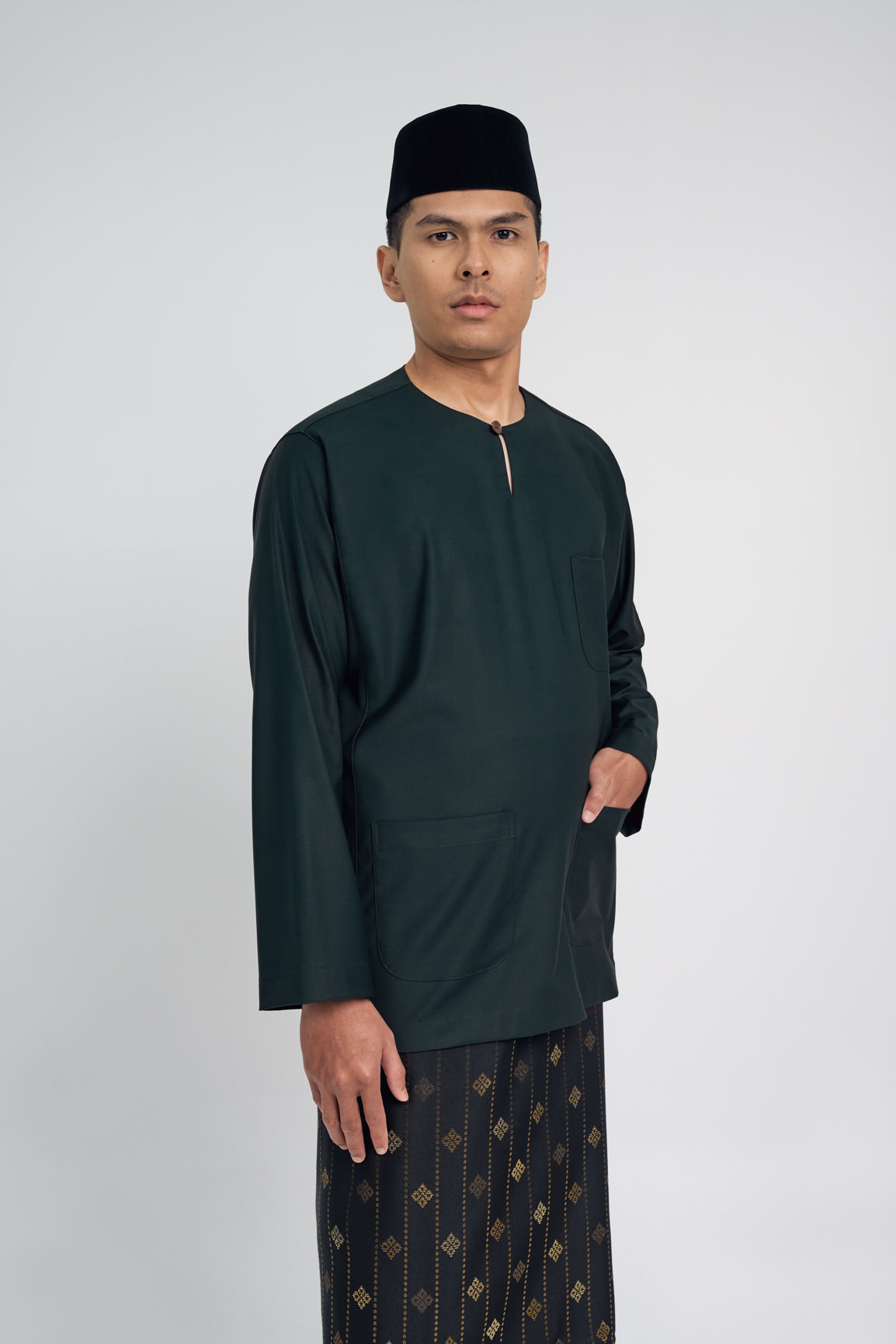 Patawali Classic Fit Baju Melayu Teluk Belanga - Deep Green