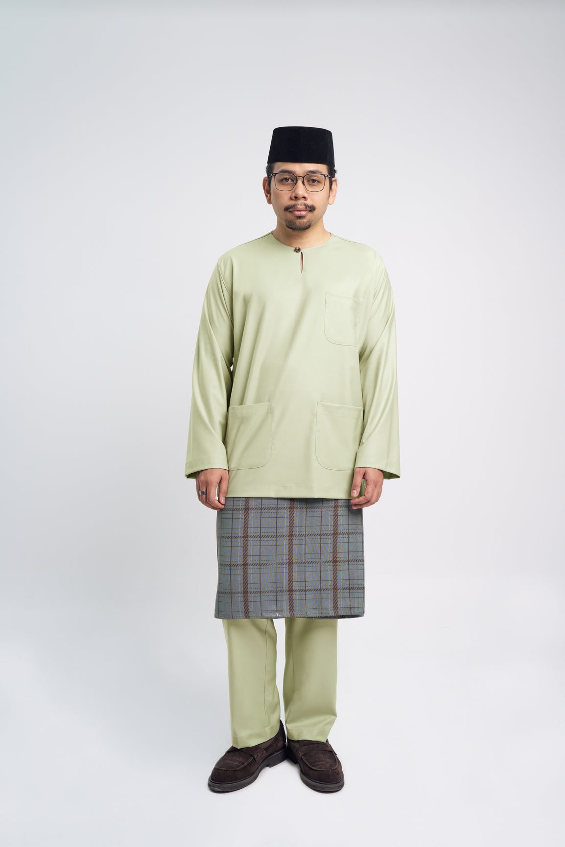 Patawali Classic Fit Baju Melayu Teluk Belanga - Honeydew