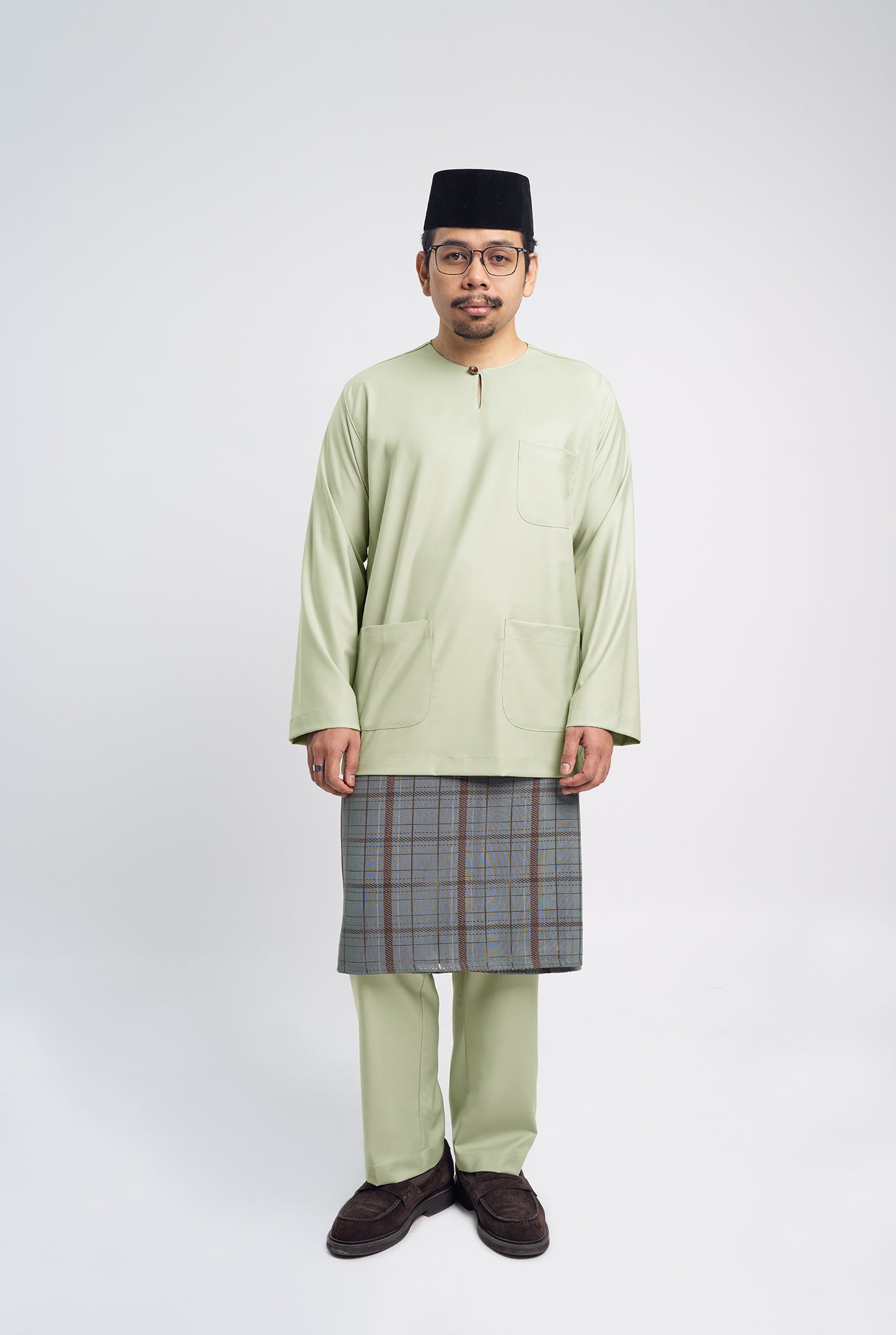 Patawali Classic Fit Baju Melayu Teluk Belanga - Honeydew