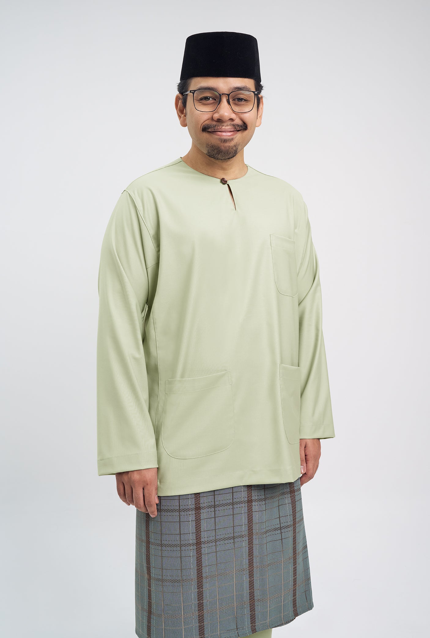 Patawali Classic Fit Baju Melayu Teluk Belanga - Honeydew