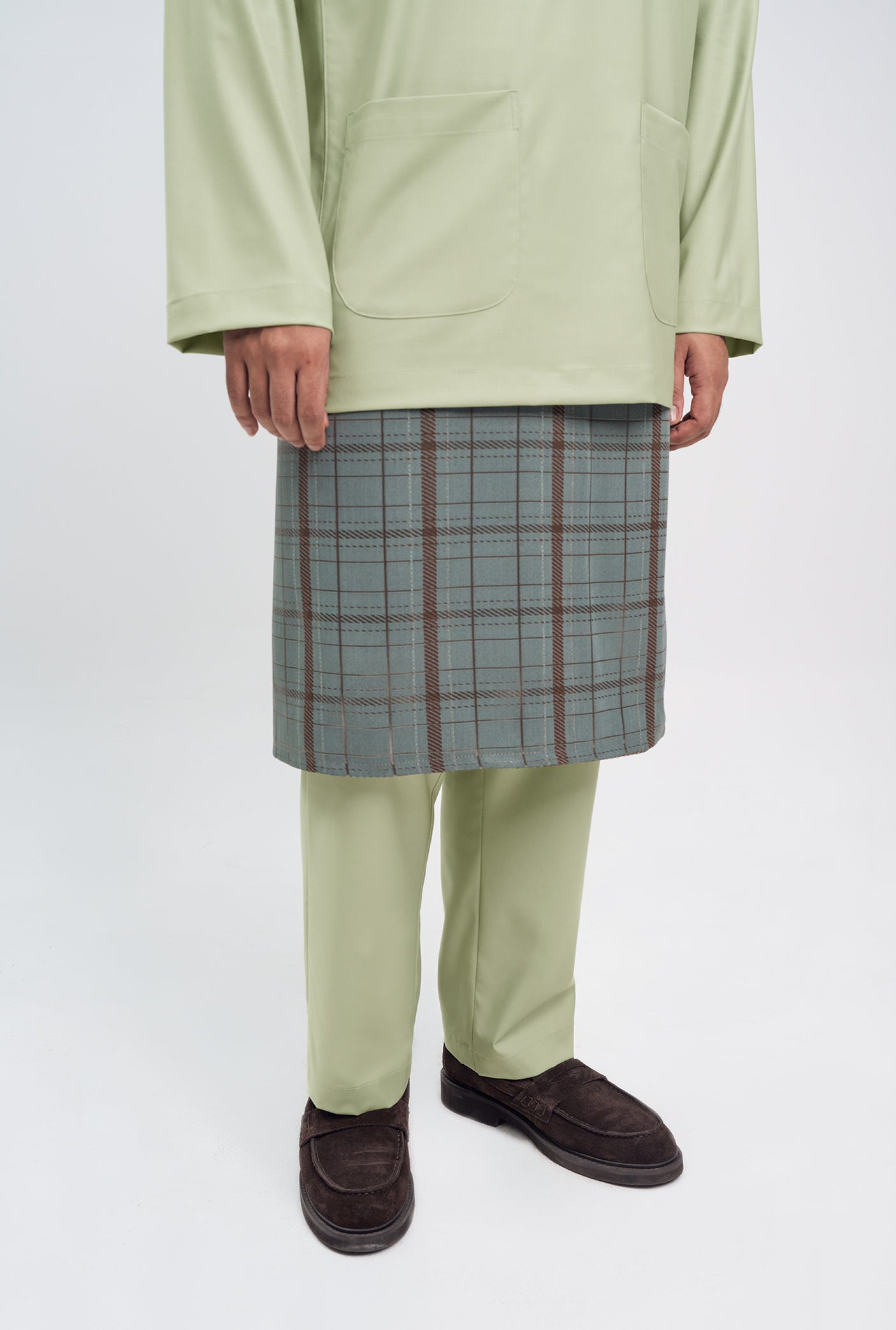 Patawali Classic Fit Baju Melayu Teluk Belanga - Honeydew