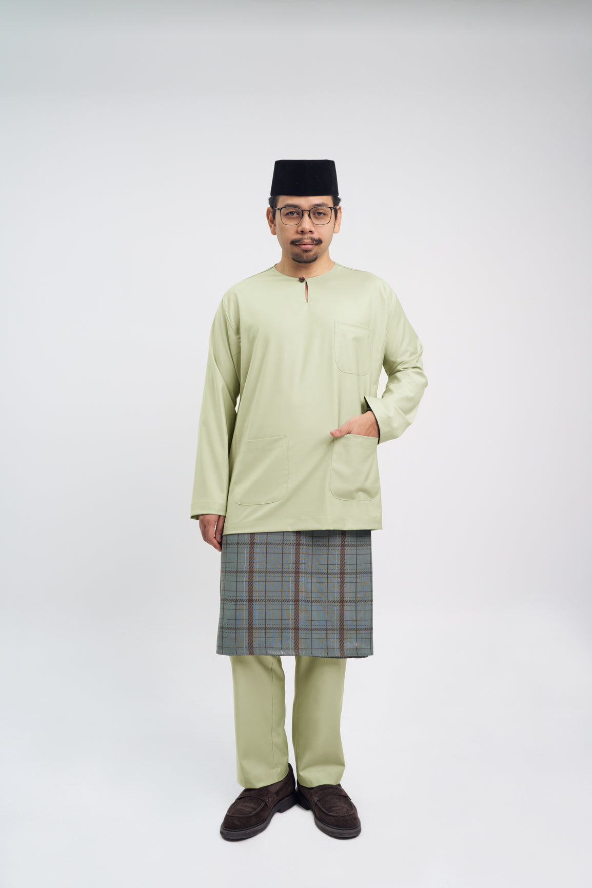 Patawali Classic Fit Baju Melayu Teluk Belanga - Honeydew