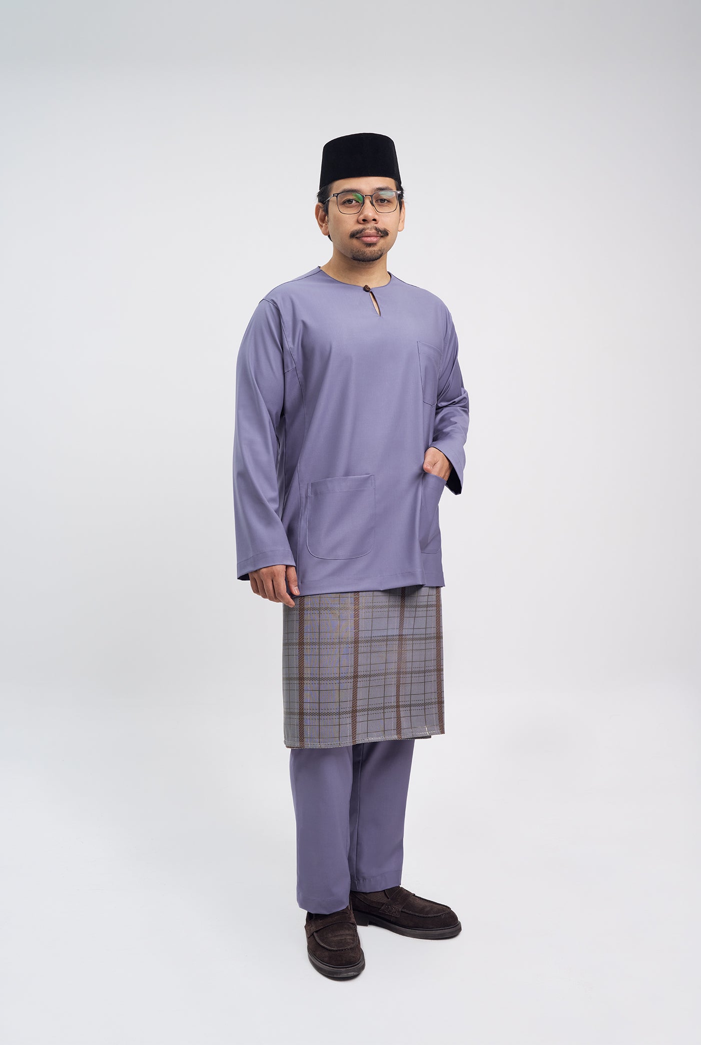 Patawali Classic Fit Baju Melayu Teluk Belanga - Purple Yam