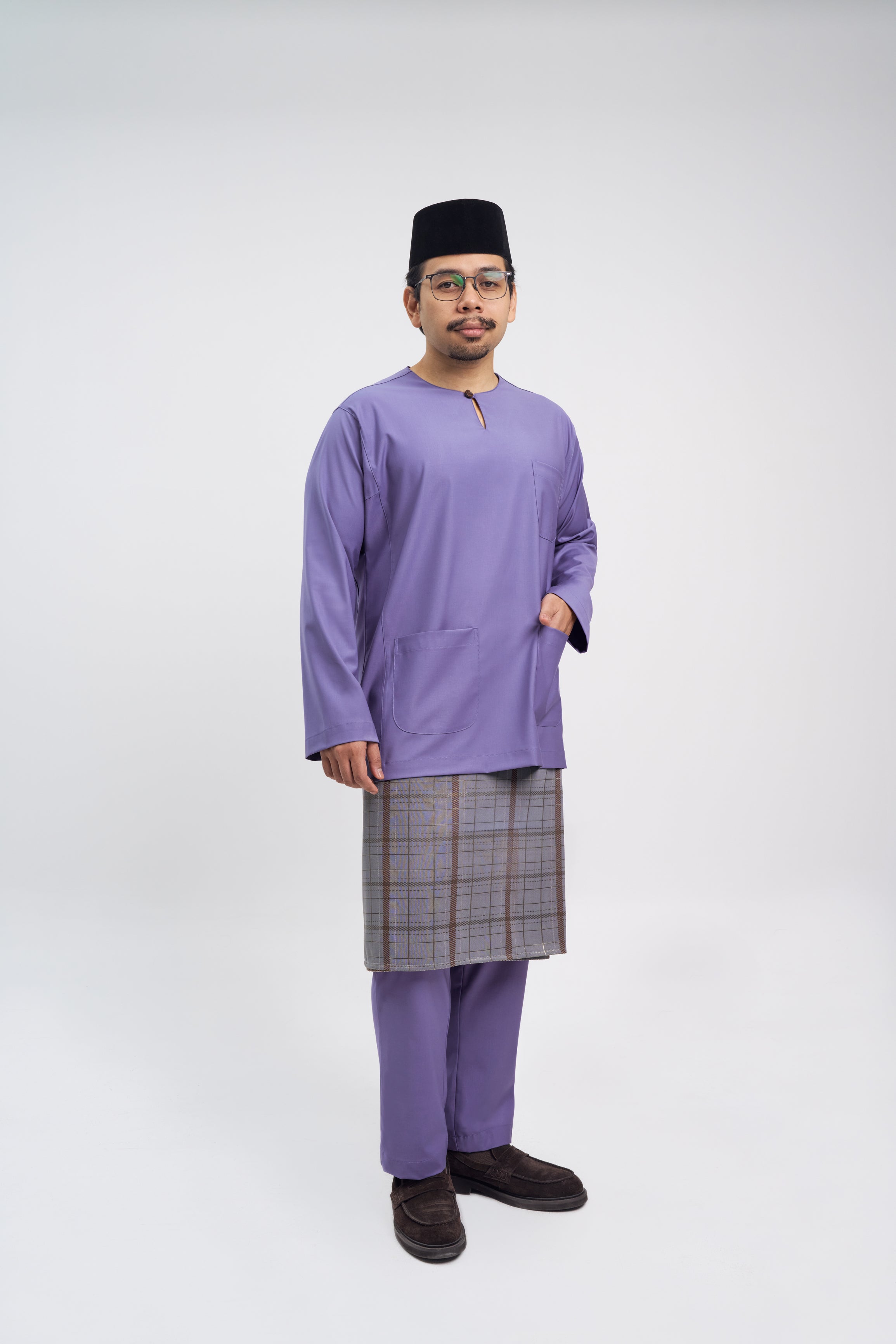 Patawali Classic Fit Baju Melayu Teluk Belanga - Purple Yam