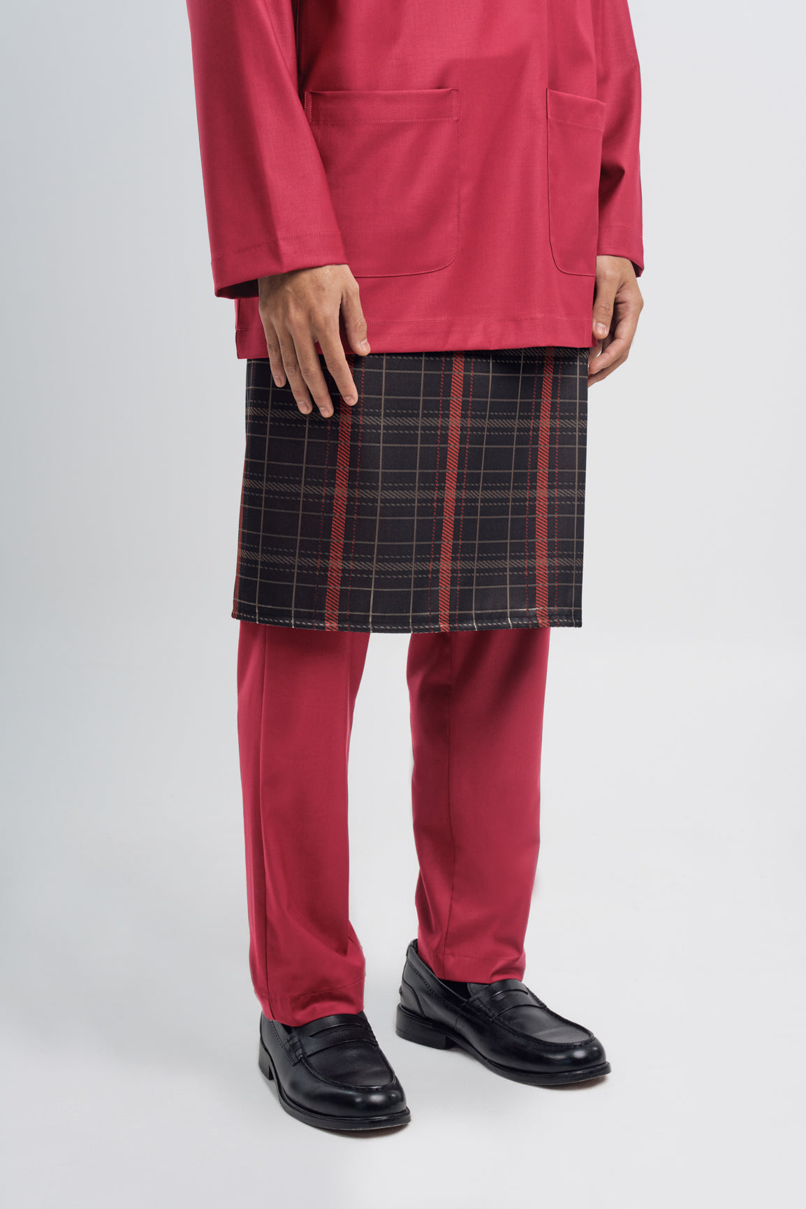Patawali Classic Fit Baju Melayu Teluk Belanga - Rose Red