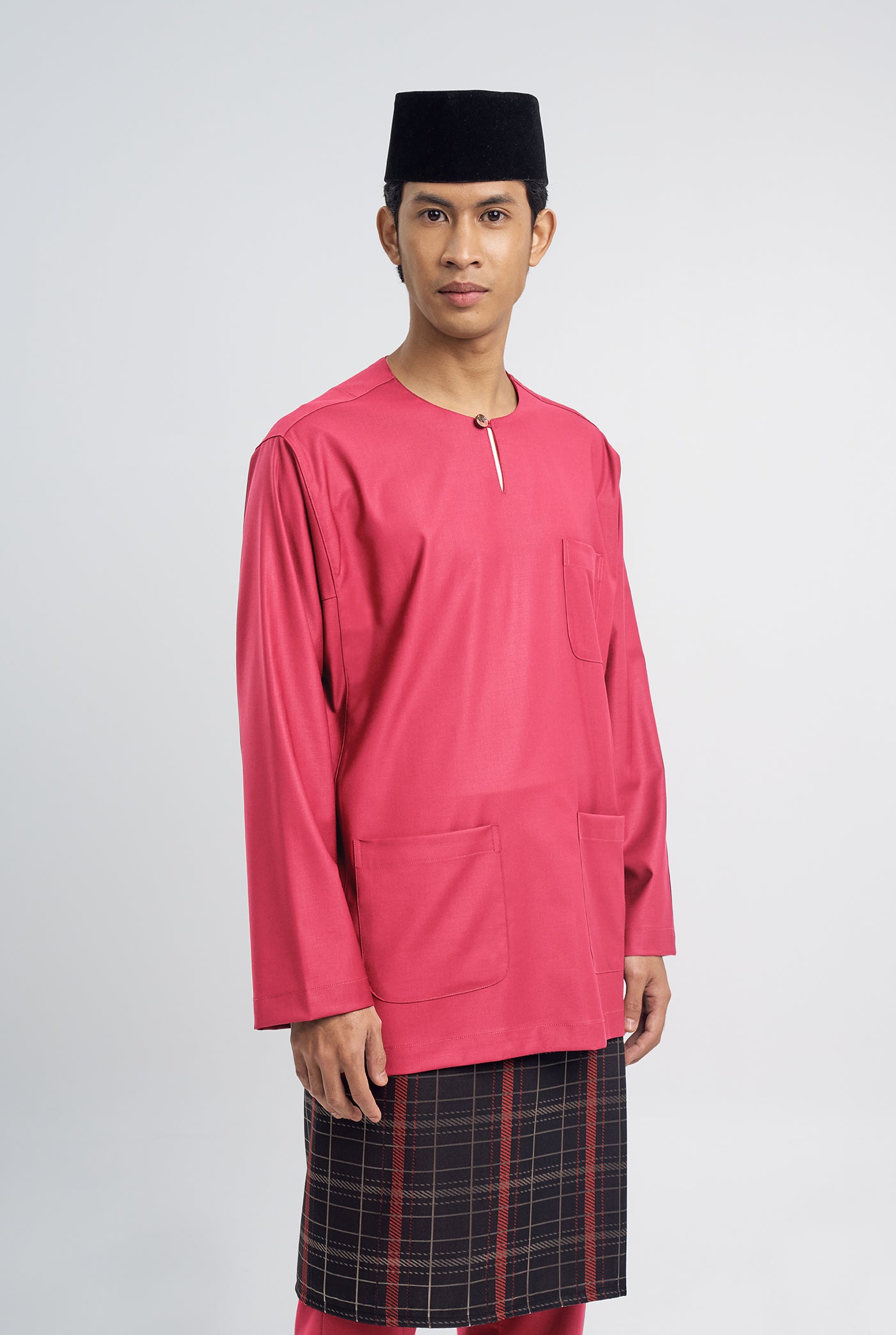 Patawali Classic Fit Baju Melayu Teluk Belanga - Rose Red