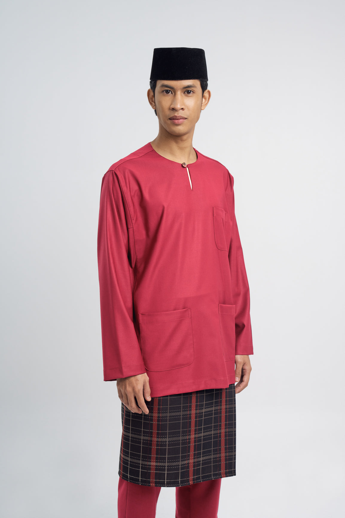 Patawali Classic Fit Baju Melayu Teluk Belanga - Rose Red