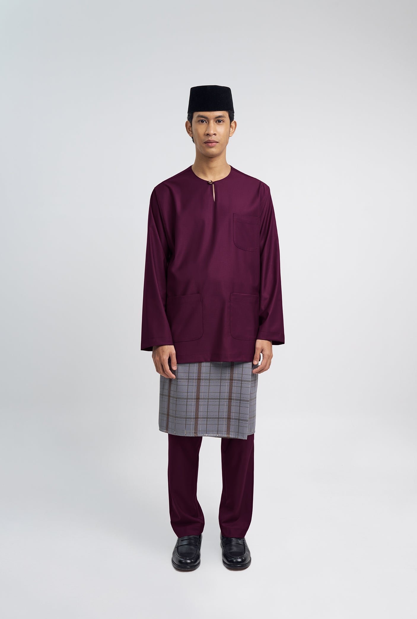 Patawali Classic Fit Baju Melayu Teluk Belanga - Purple Manggis