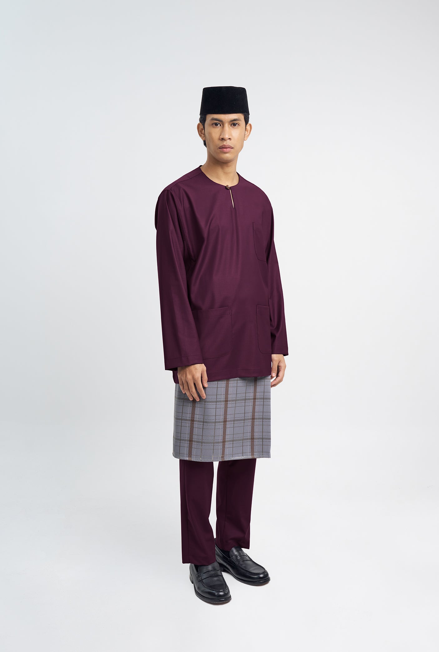 Patawali Classic Fit Baju Melayu Teluk Belanga - Purple Manggis