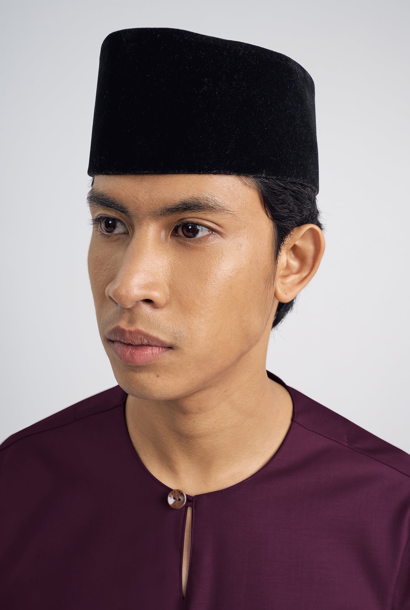 Patawali Classic Fit Baju Melayu Teluk Belanga - Purple Manggis