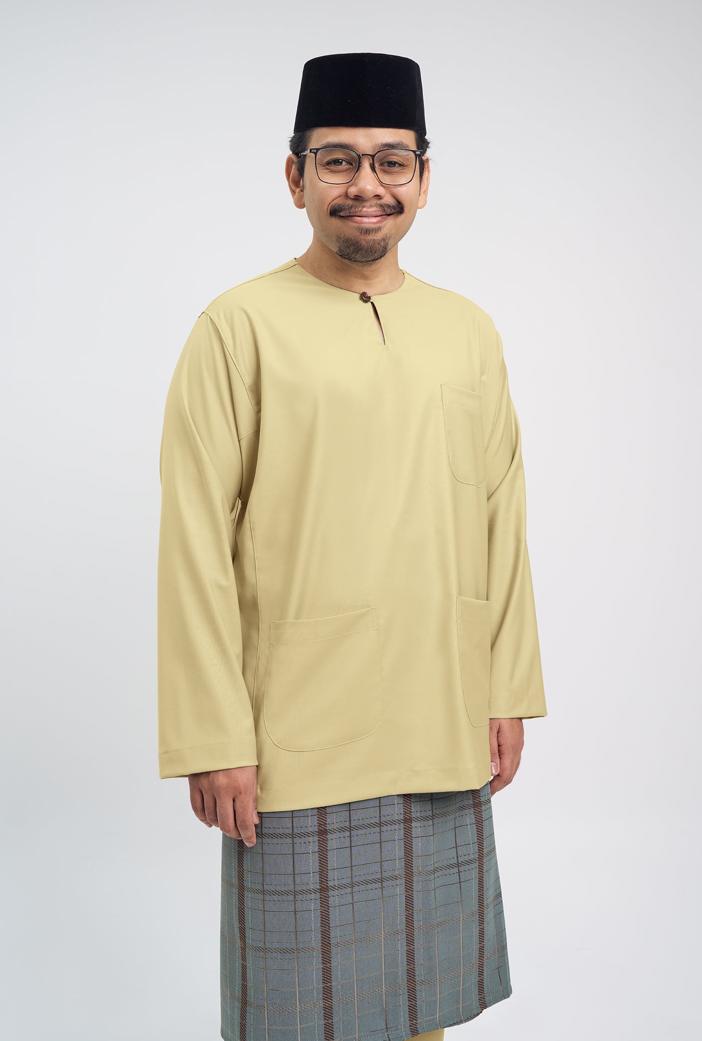 Patawali Classic Fit Baju Melayu Teluk Belanga - Buttermilk