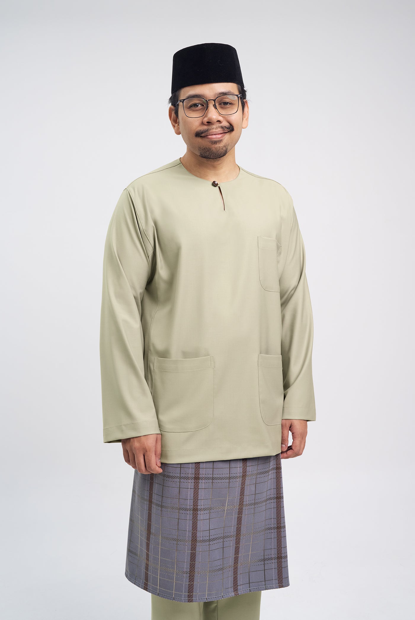 Patawali Classic Fit Baju Melayu Teluk Belanga - Light Khaki