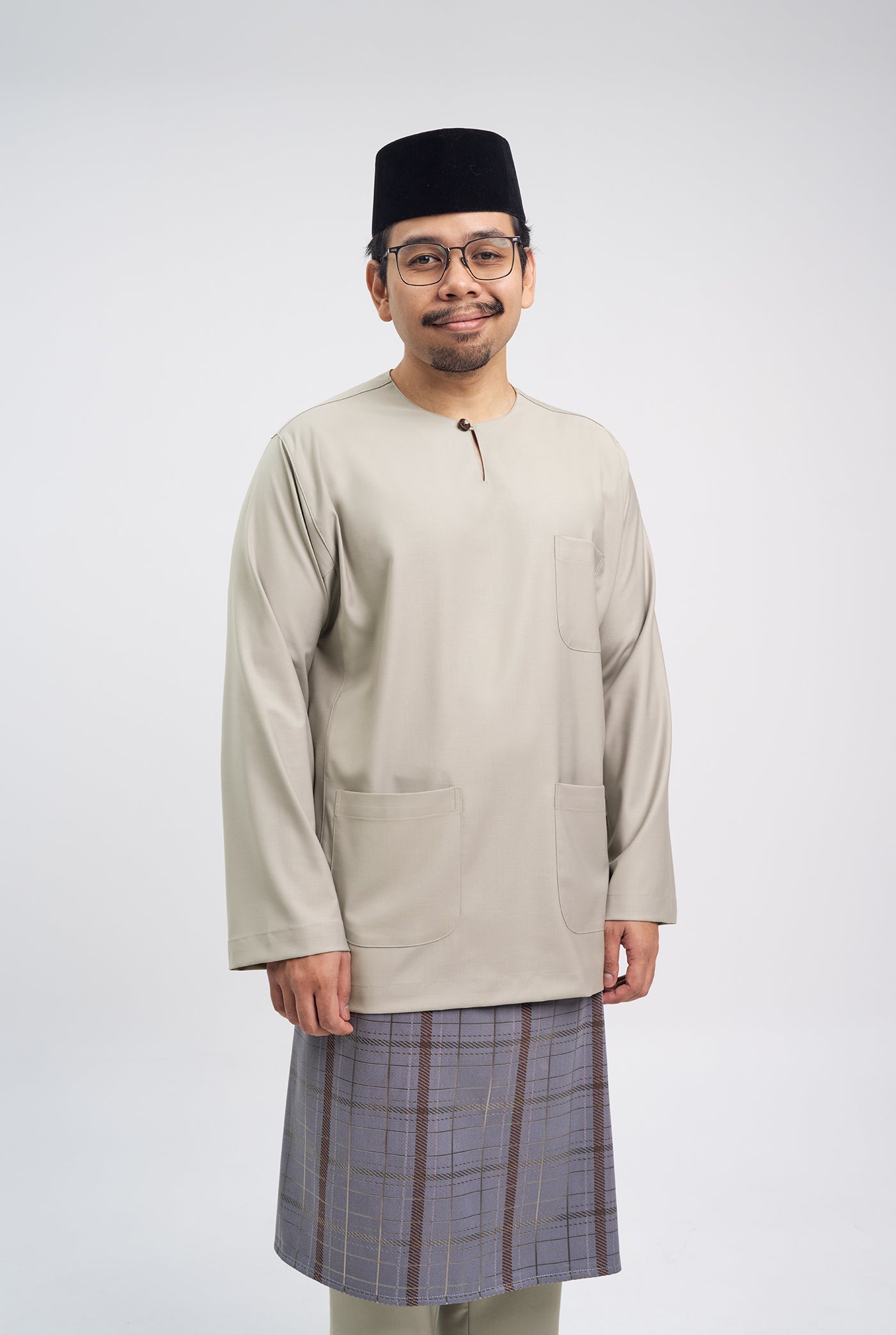 Patawali Classic Fit Baju Melayu Teluk Belanga - Light Taupe