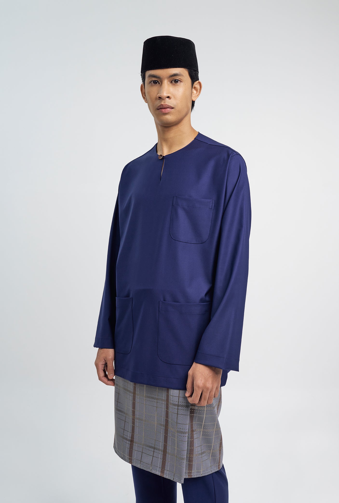Patawali Classic Fit Baju Melayu Teluk Belanga - Dark Navy