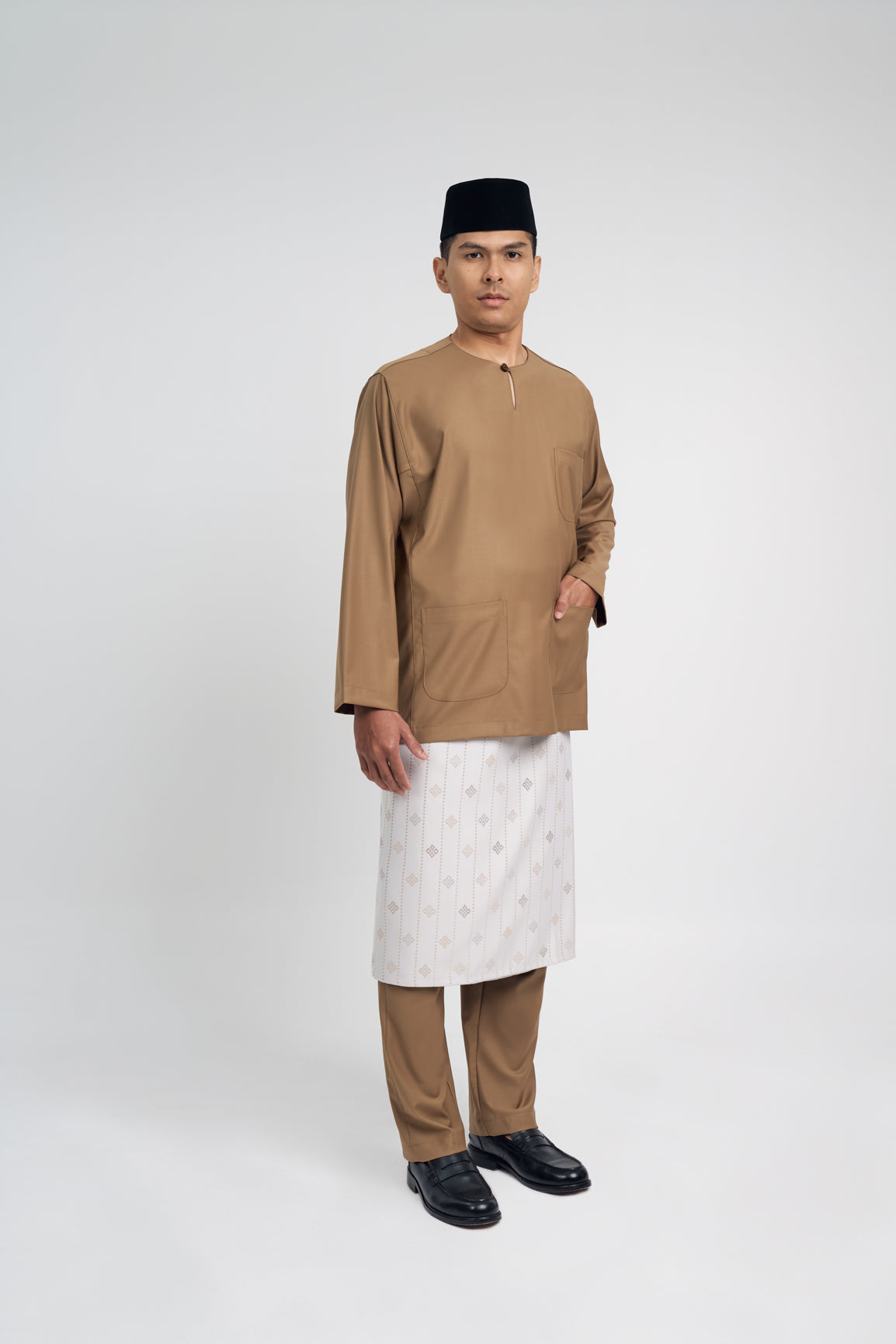 Patawali Classic Fit Baju Melayu Teluk Belanga - Hazel Brown