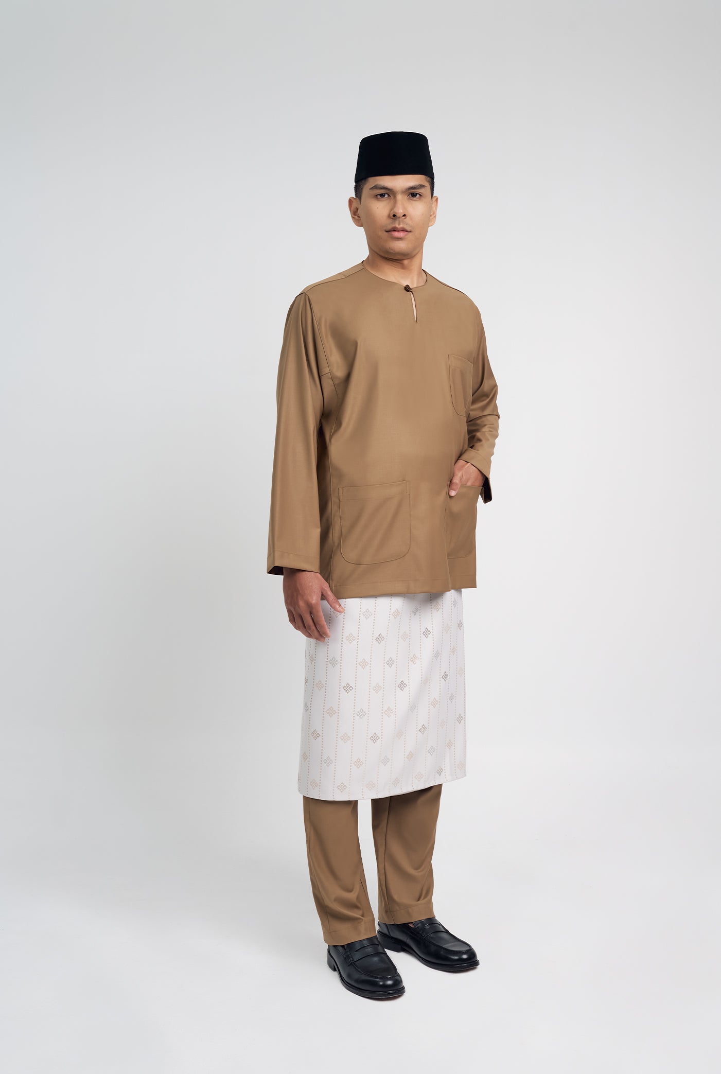 Patawali Classic Fit Baju Melayu Teluk Belanga - Hazel Brown