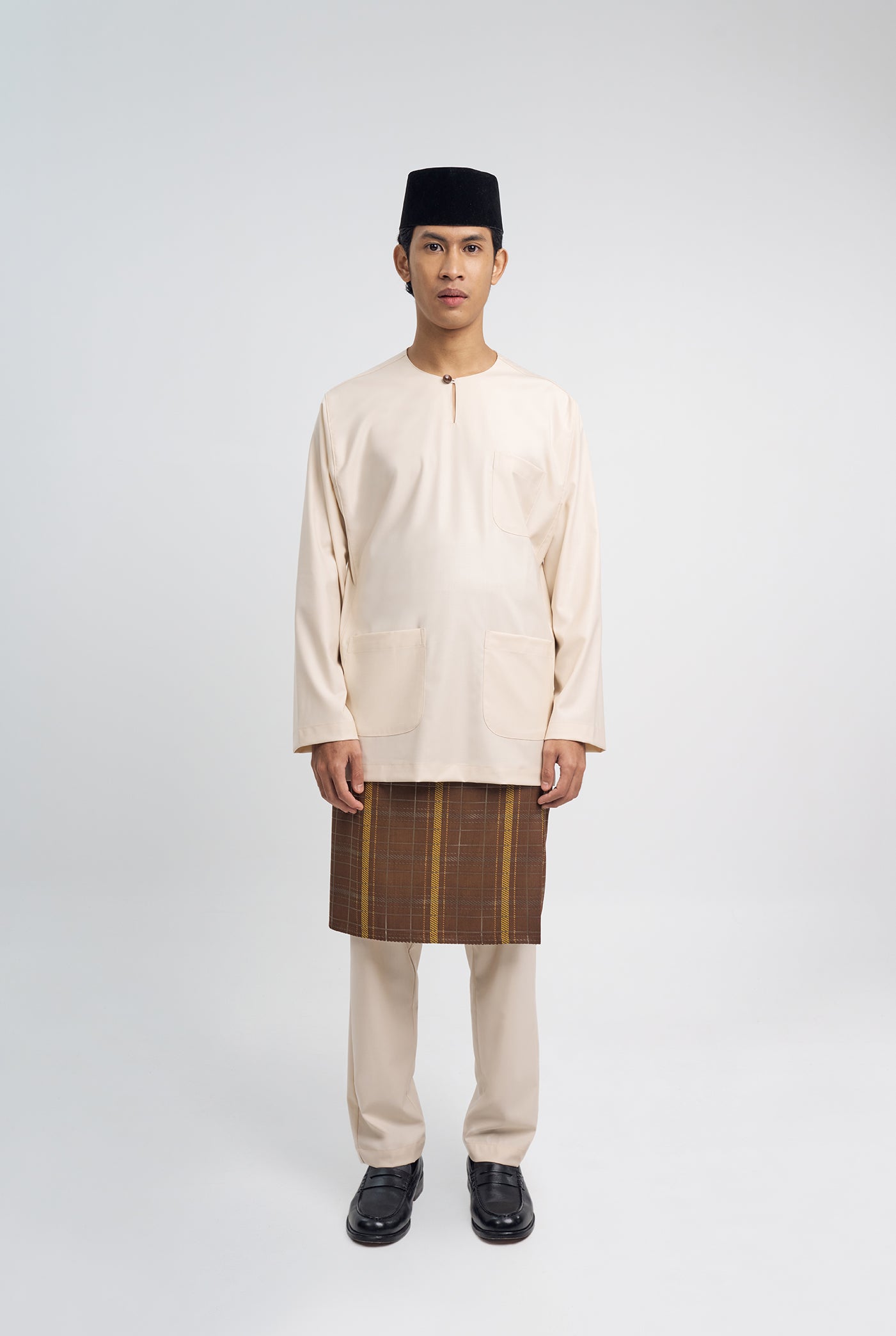 Patawali Classic Fit Baju Melayu Teluk Belanga - Ecru Beige