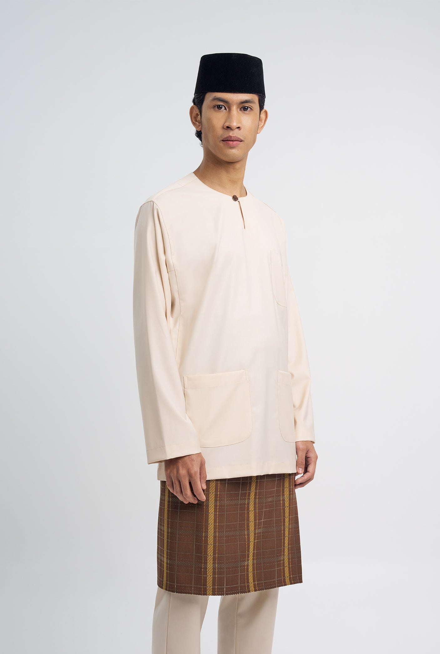 Patawali Classic Fit Baju Melayu Teluk Belanga - Ecru Beige