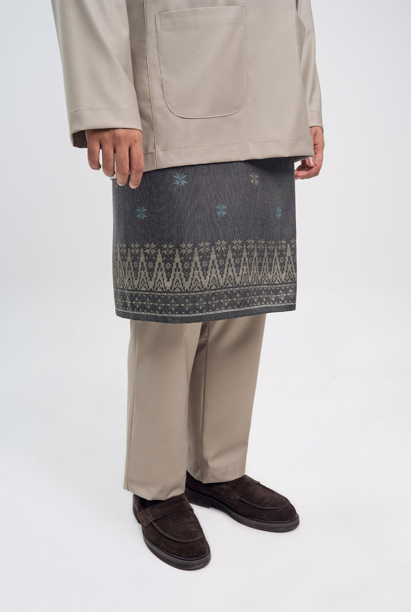 Patawali Classic Fit Baju Melayu Teluk Belanga - Light Olive