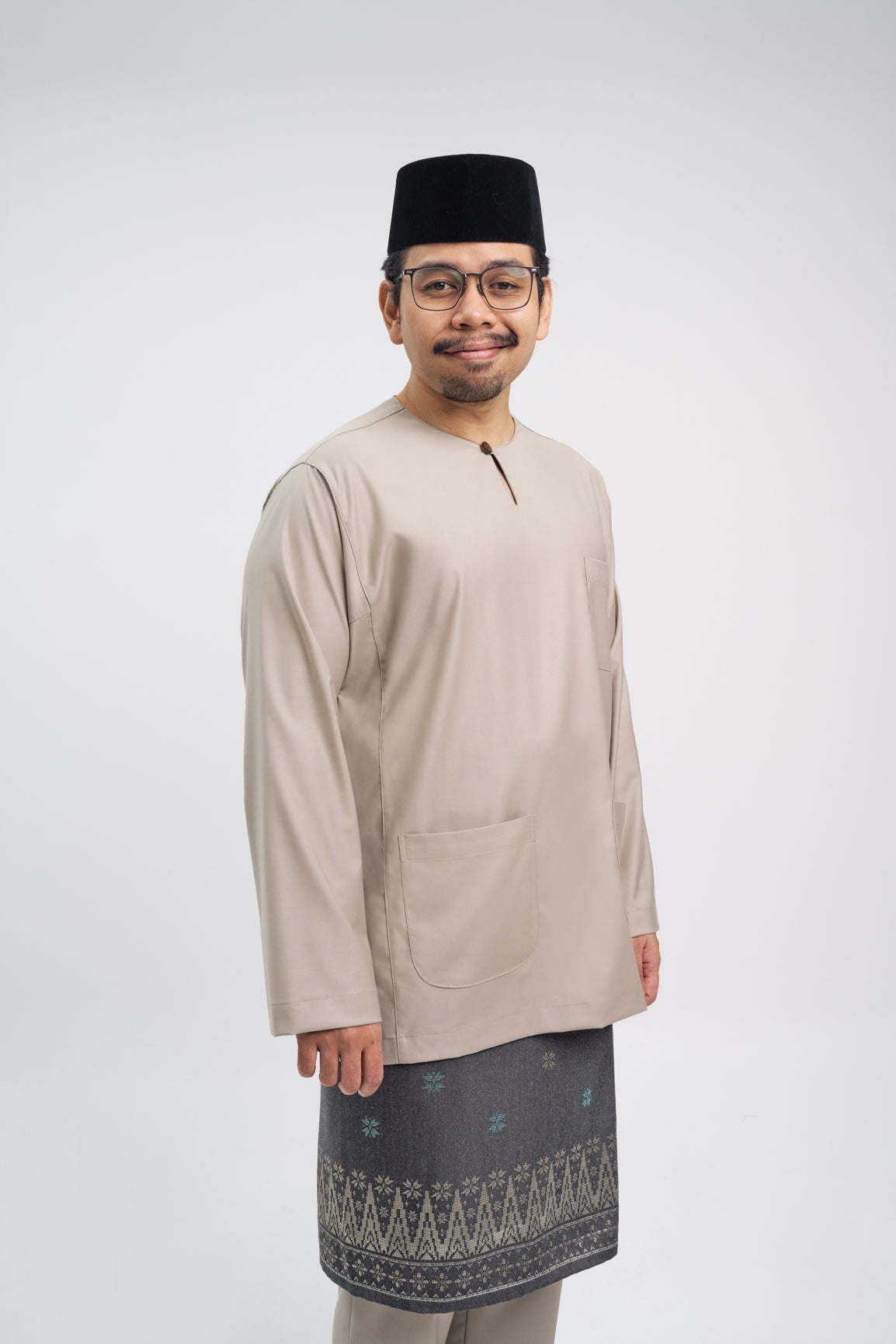 Patawali Classic Fit Baju Melayu Teluk Belanga - Light Taupe
