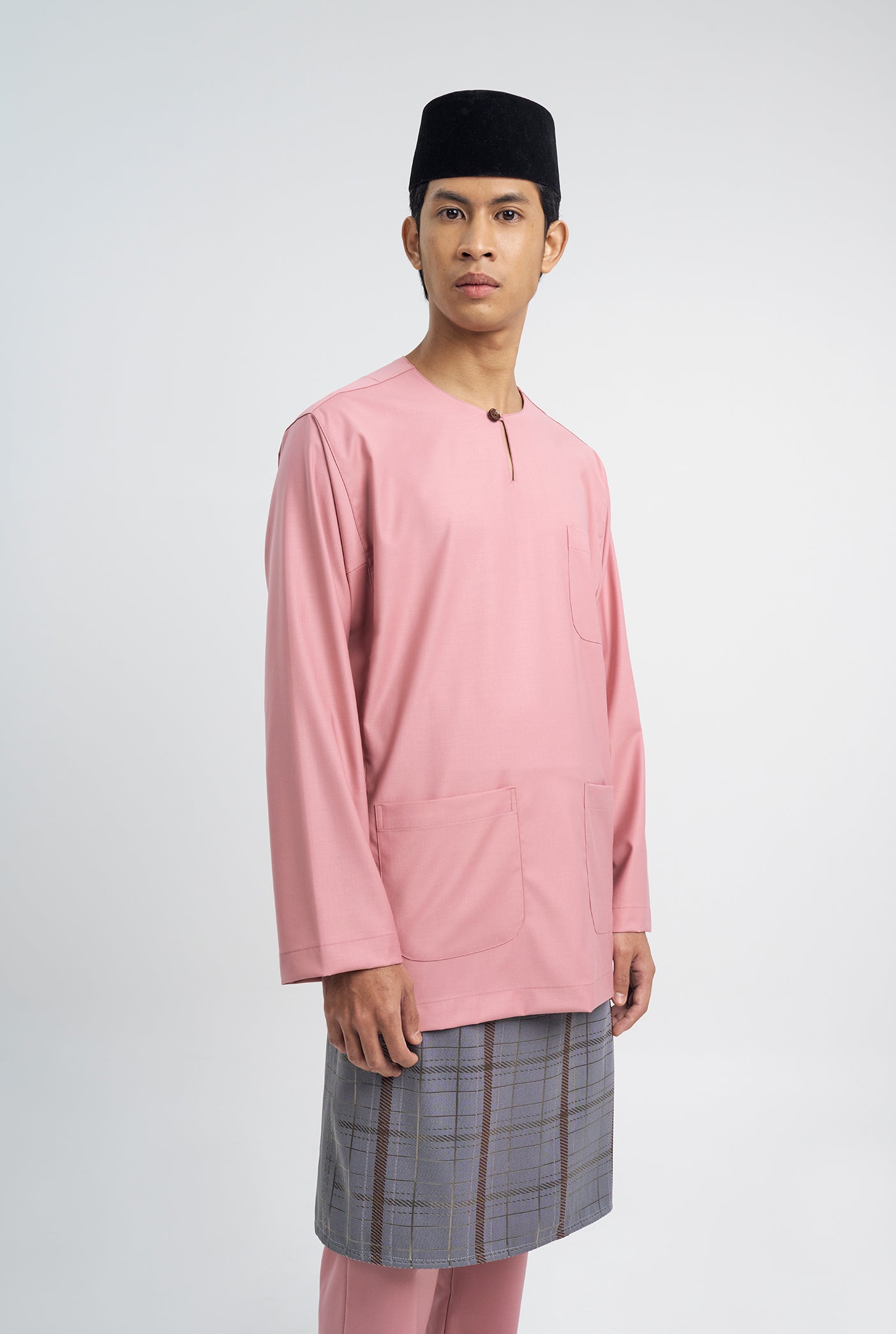 Patawali Classic Fit Baju Melayu Teluk Belanga - Dusty Pink