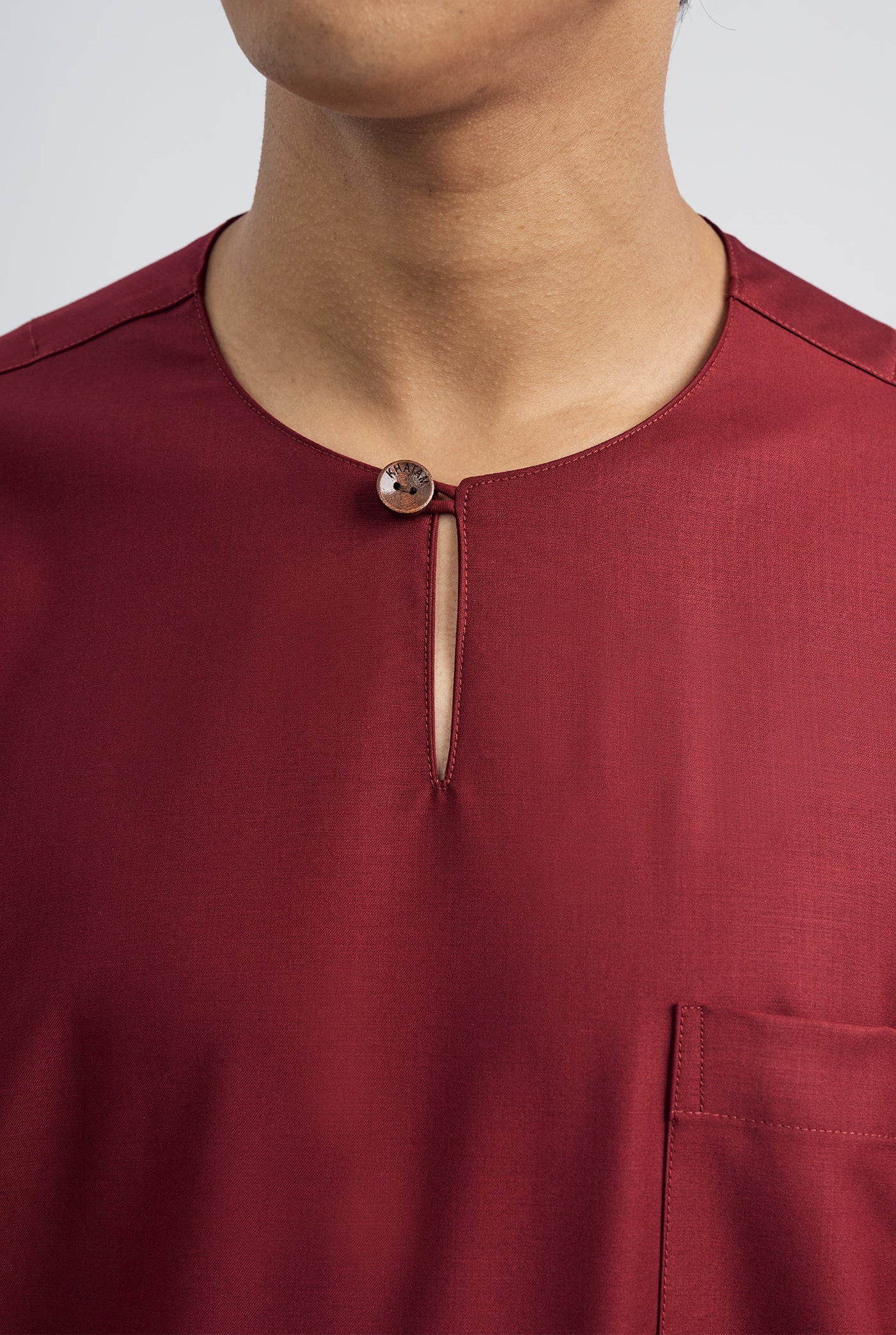 Patawali Classic Fit Baju Melayu Teluk Belanga - Mahogany Red