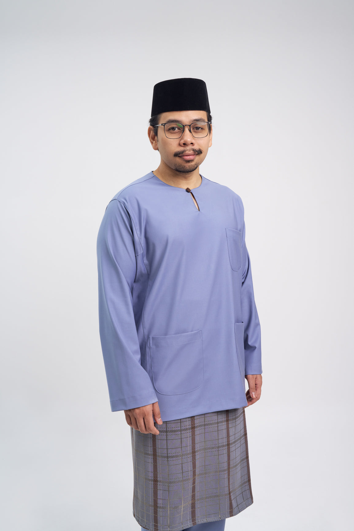 Patawali Classic Fit Baju Melayu Teluk Belanga - Stone Blue