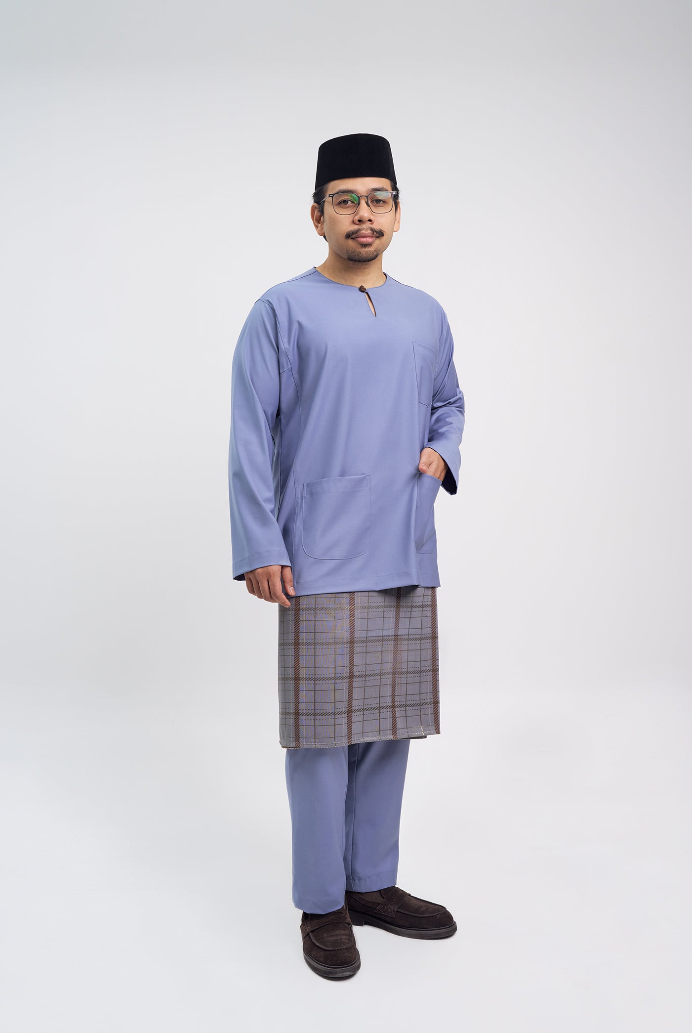 Patawali Classic Fit Baju Melayu Teluk Belanga - Stone Blue