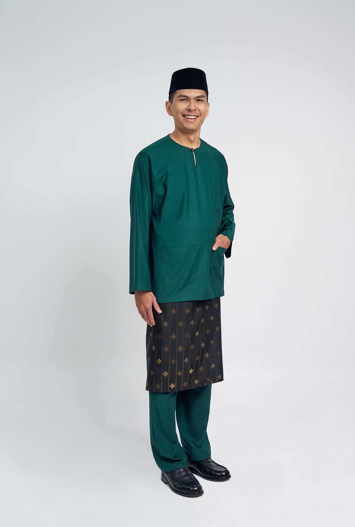 Patawali Classic Fit Baju Melayu Teluk Belanga - Emerald Green