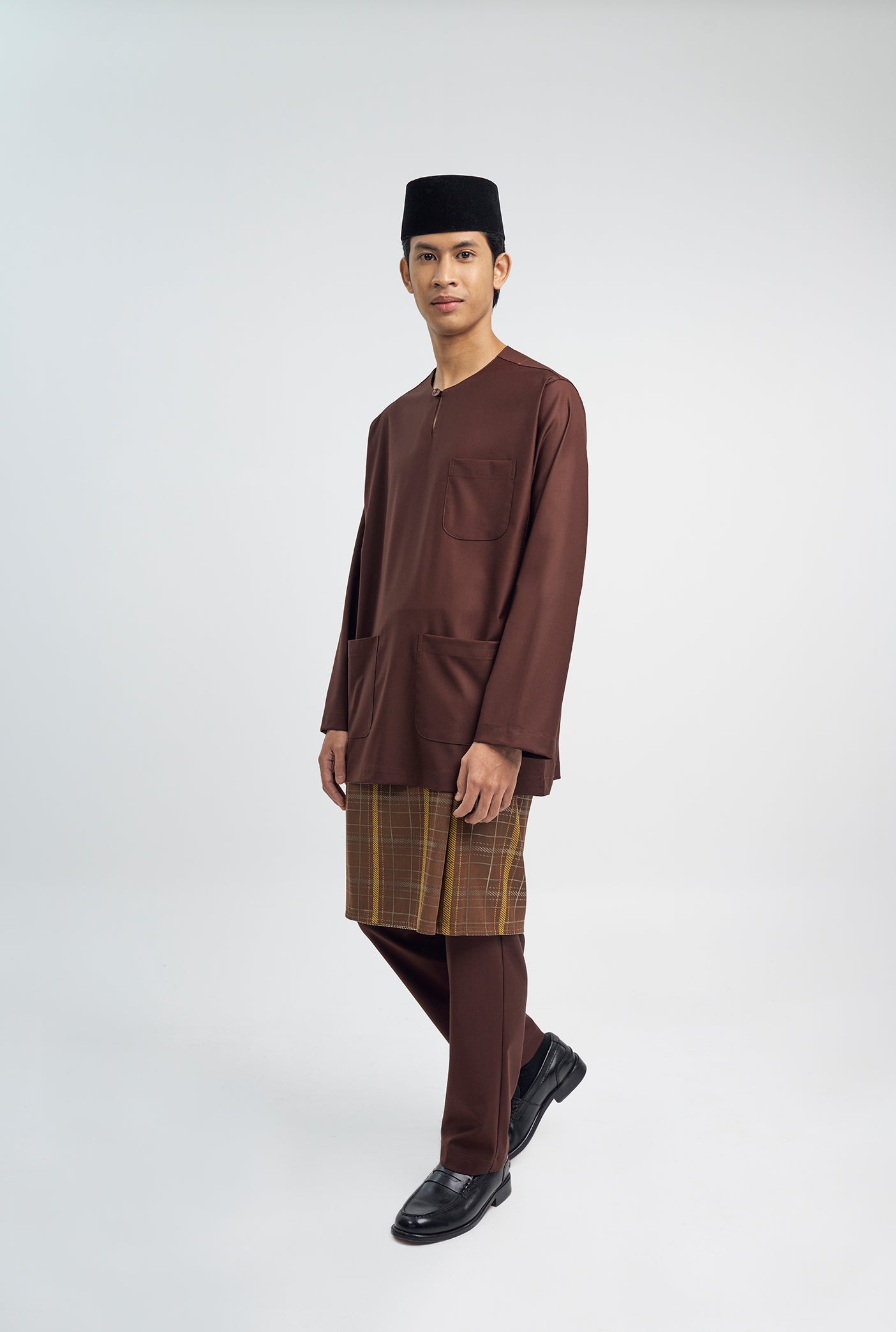 Patawali Classic Fit Baju Melayu Teluk Belanga - Dark Brown