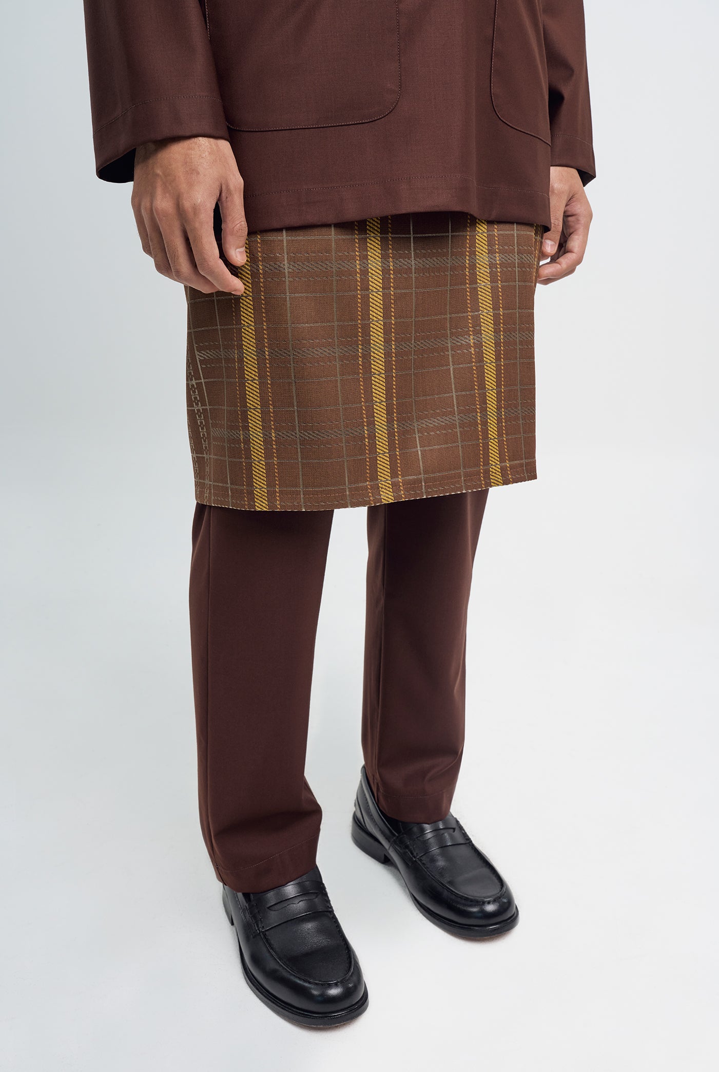 Patawali Classic Fit Baju Melayu Teluk Belanga - Dark Brown