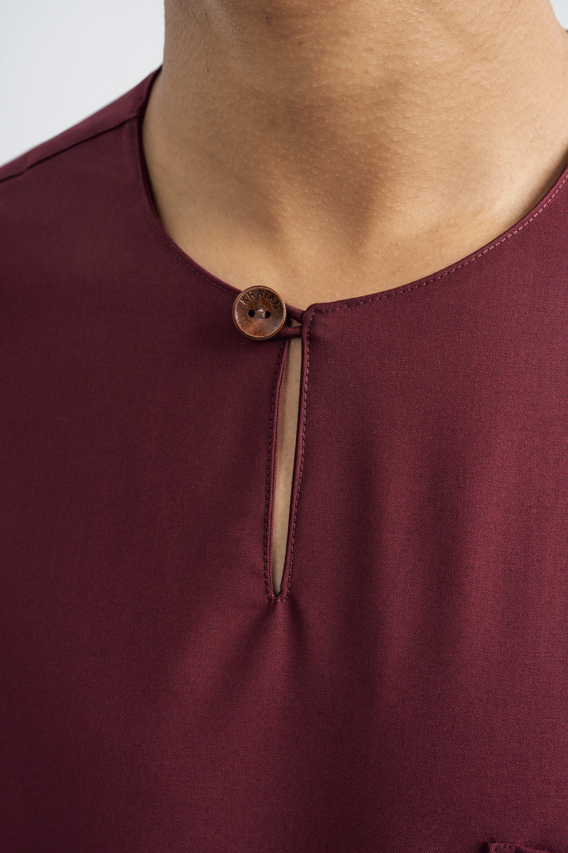 Patawali Classic Fit Baju Melayu Teluk Belanga - Burgundy Red