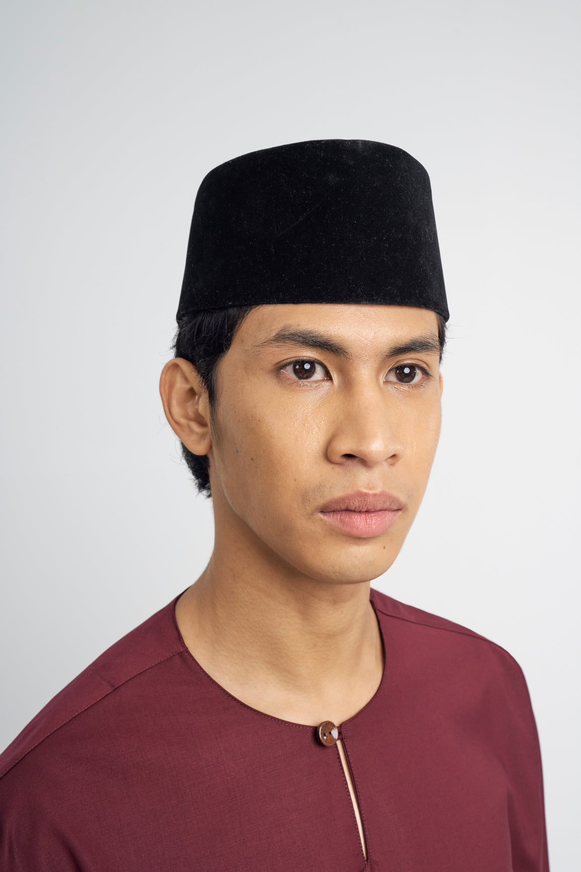 Patawali Classic Fit Baju Melayu Teluk Belanga - Burgundy Red