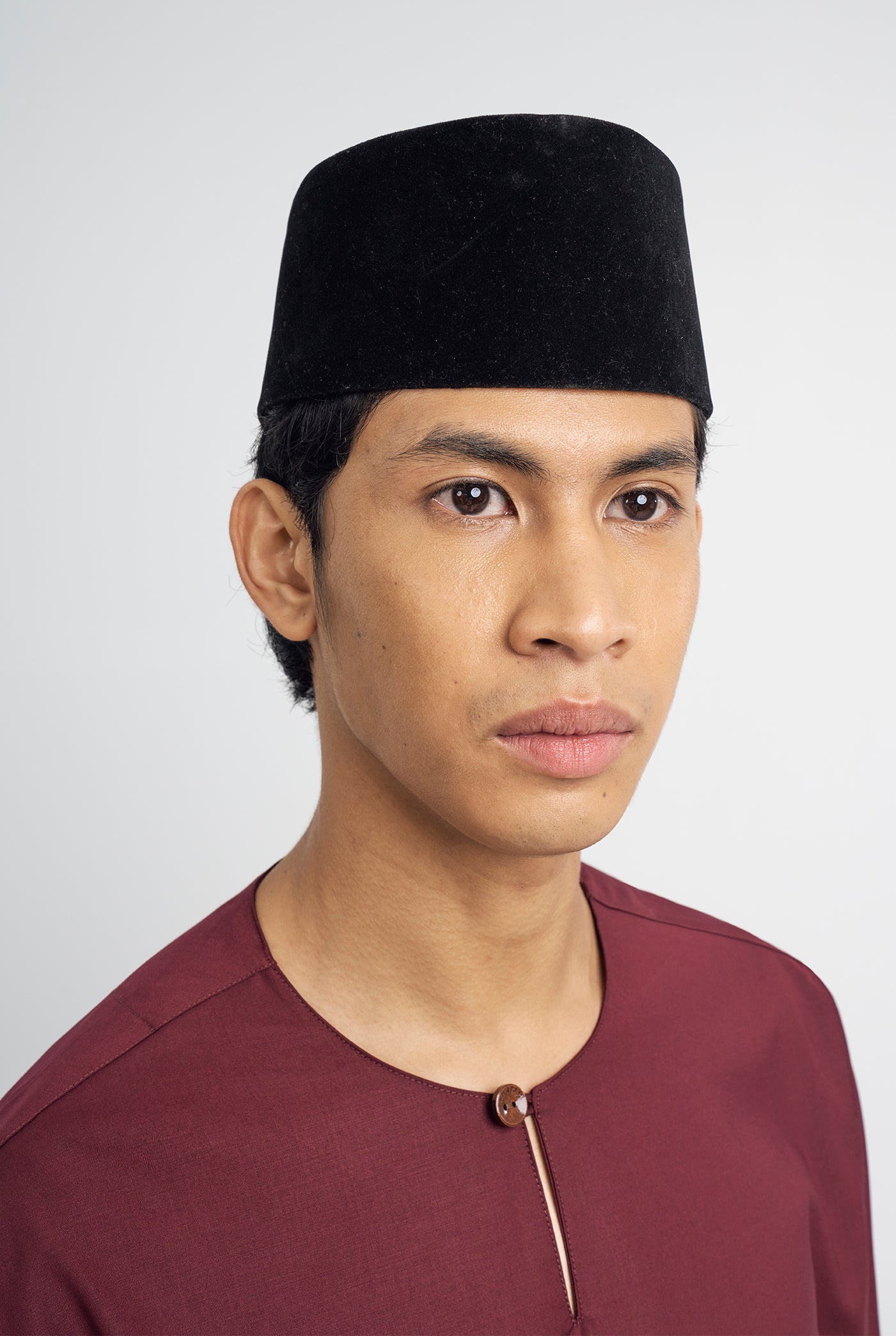 Patawali Classic Fit Baju Melayu Teluk Belanga - Burgundy Red