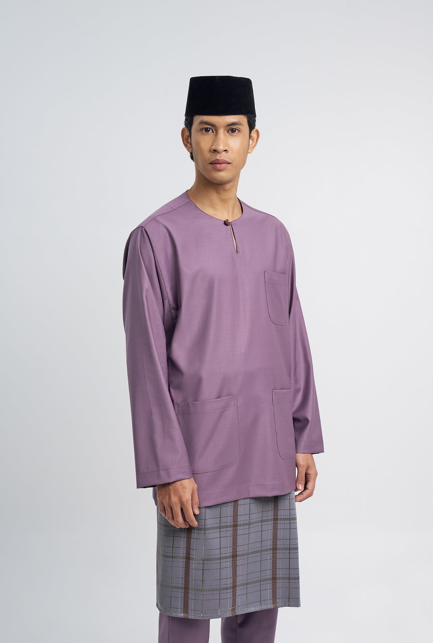 Patawali Classic Fit Baju Melayu Teluk Belanga - Dusty Lilac