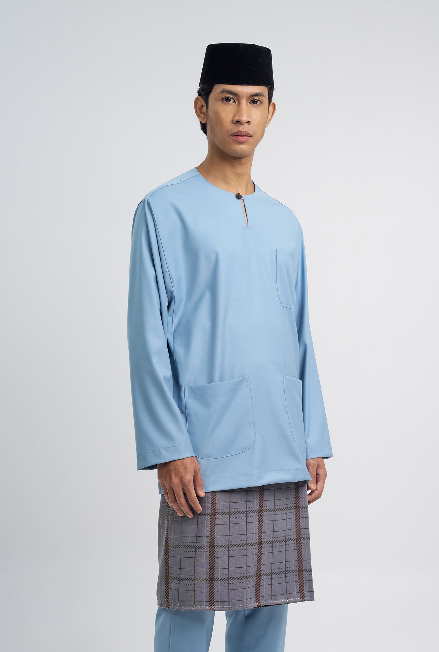 Patawali Classic Fit Baju Melayu Teluk Belanga - Light Blue