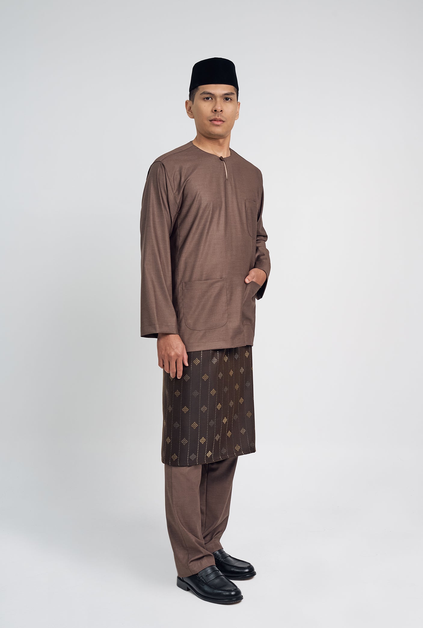 Patawali Classic Fit Baju Melayu Teluk Belanga - Espresso